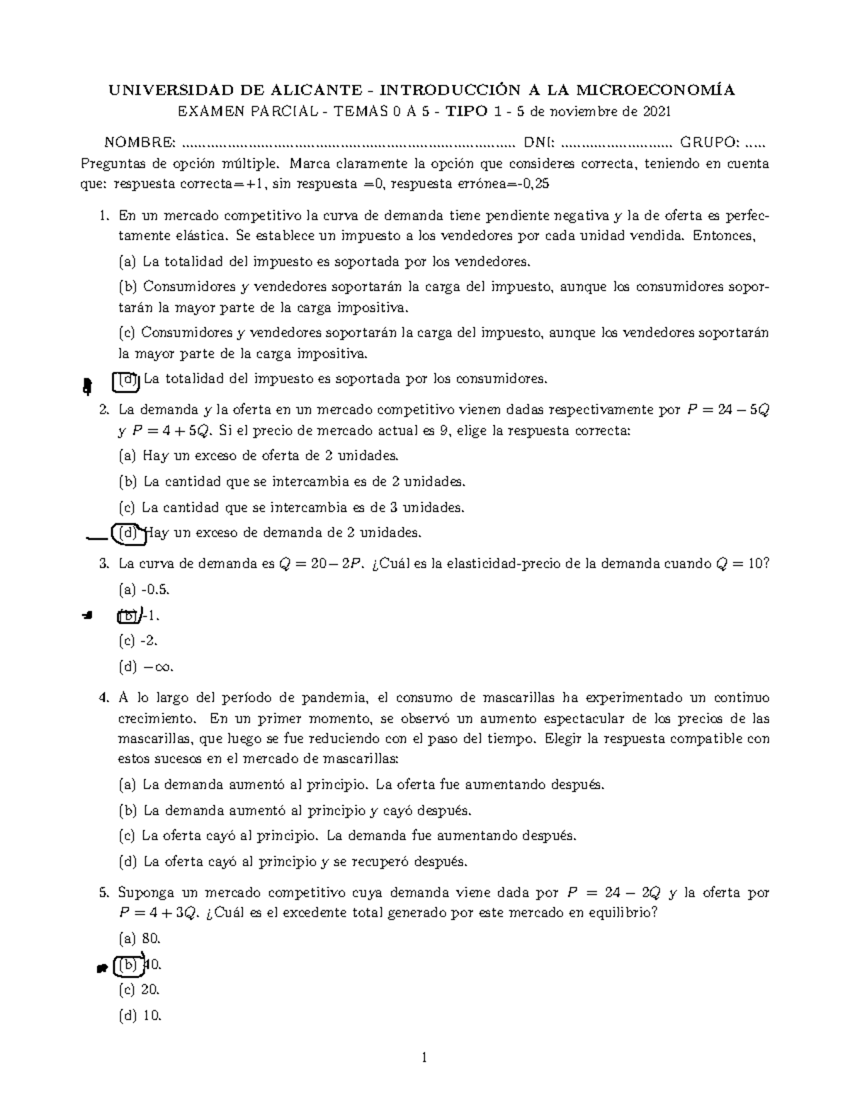 Parcial 1 De Microeconomia .. .... .. - Introducción A La Microeconomía ...