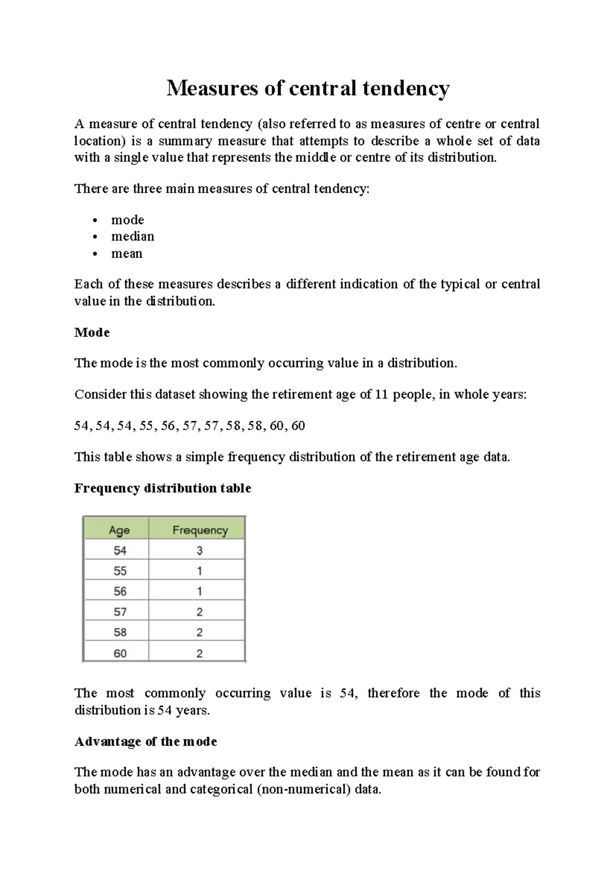 Measures of central tendency - There are three main measures of central ...