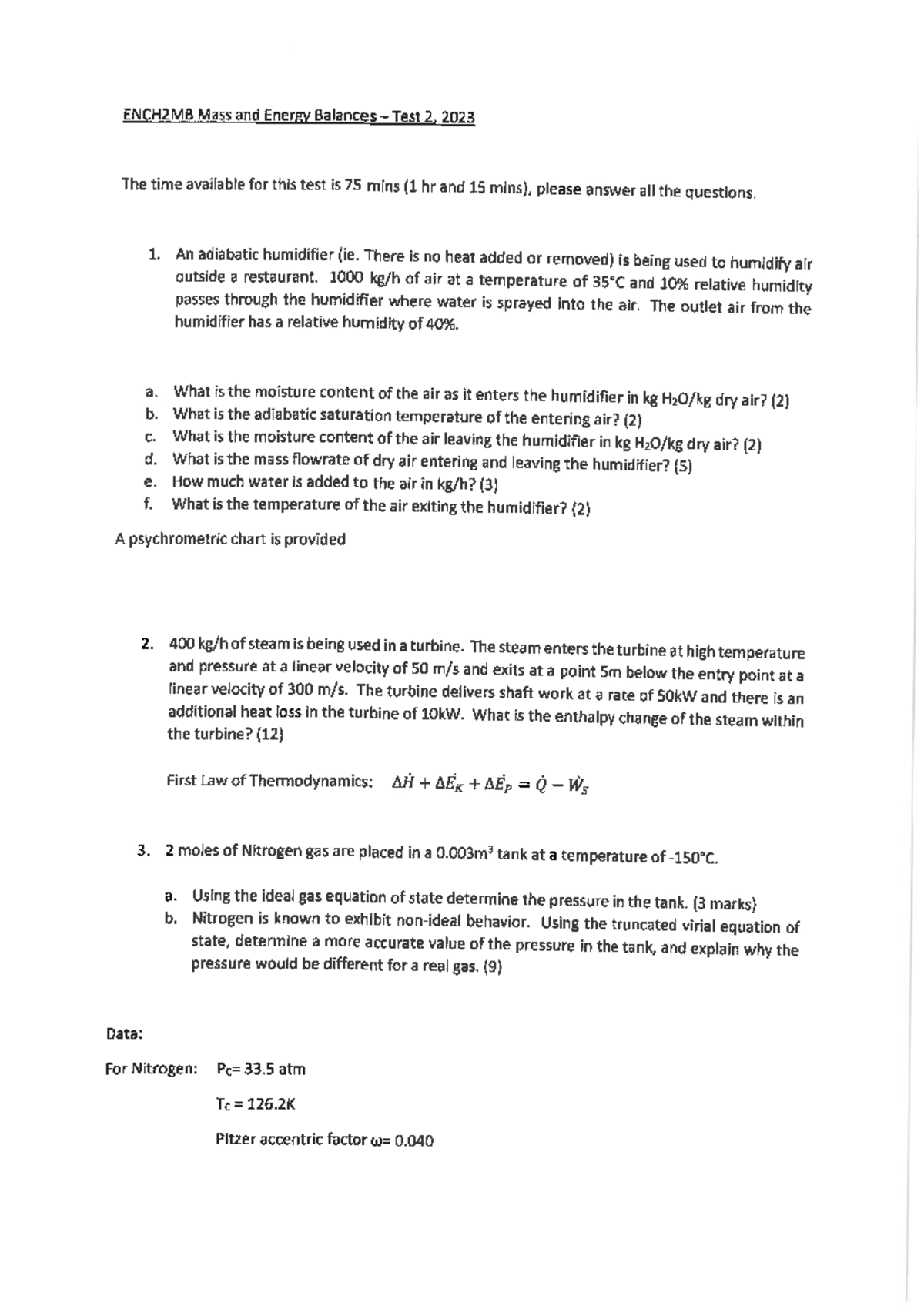 Test Two ENCH2MB 2023 with solution - ENCH2MB - Studocu