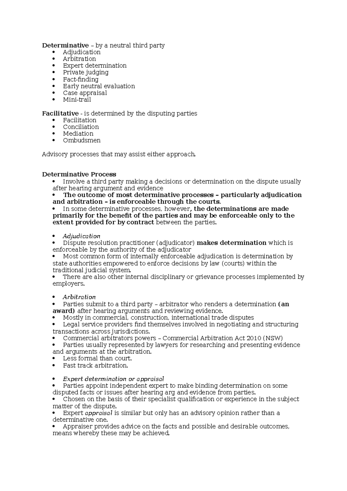 Determinative - notes - Determinative – by a neutral third party ...