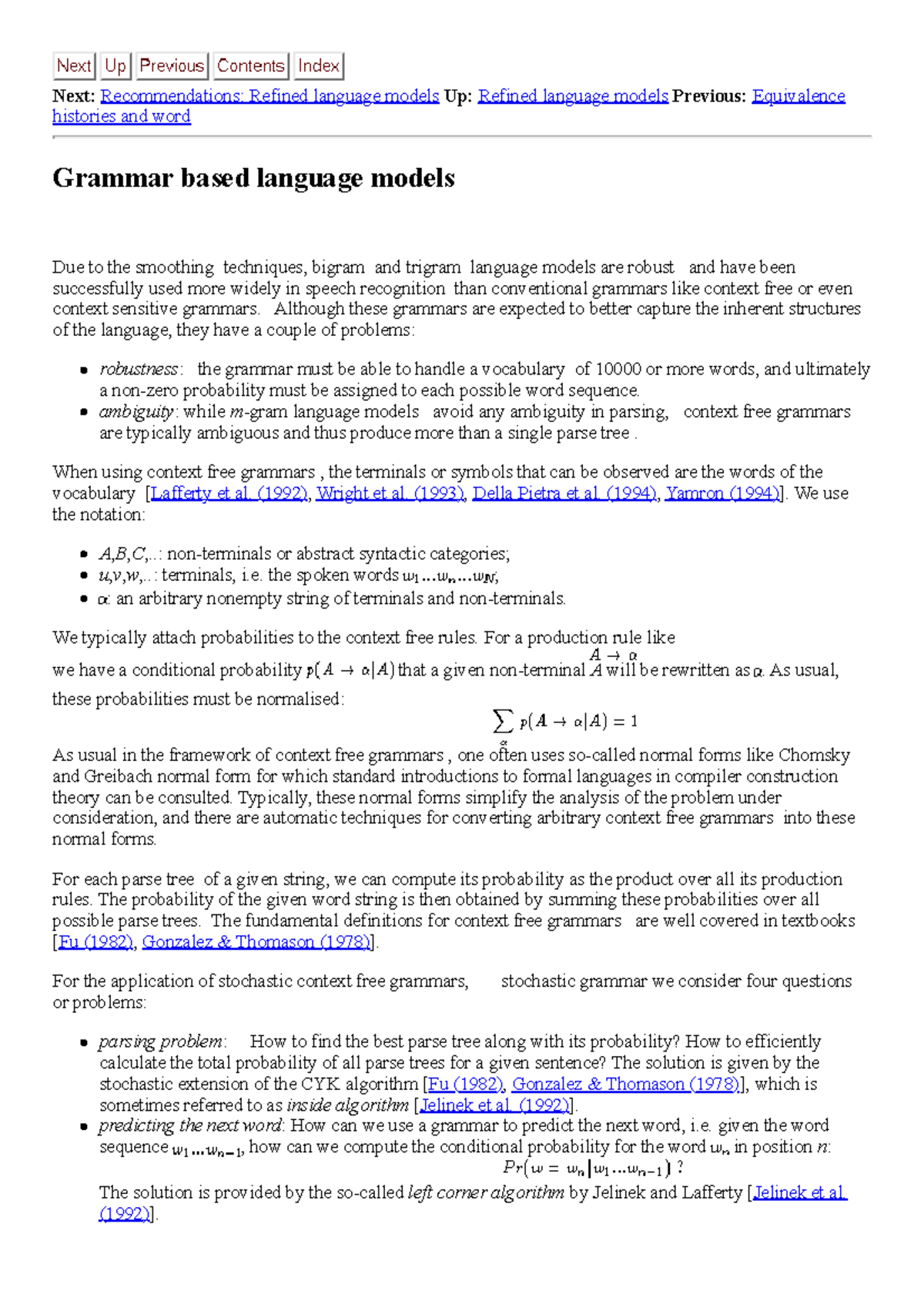 Grammar based language models - Next: Recommendations: Refined language ...