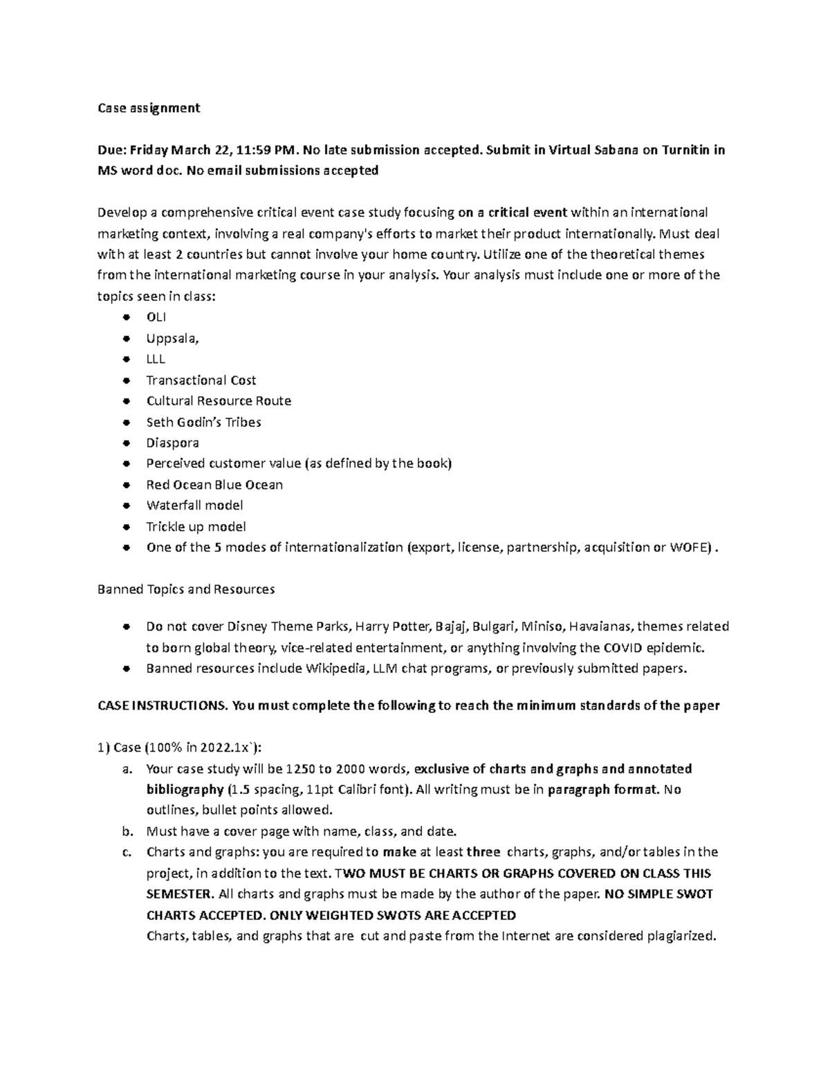 IM. Case Instructions 2024 - Case assignment Due: Friday March 22, 11: ...
