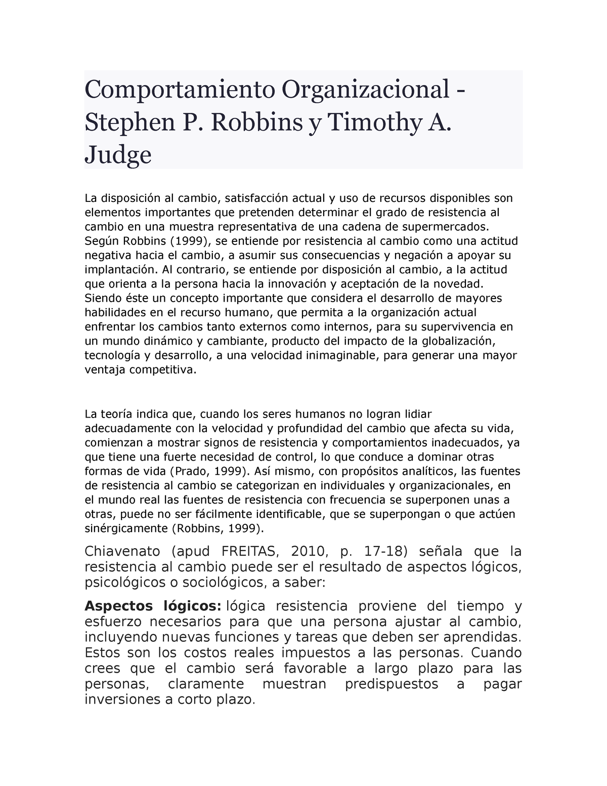 Comportamiento Organizacional - Robbins Y Timothy A. Judge La ...