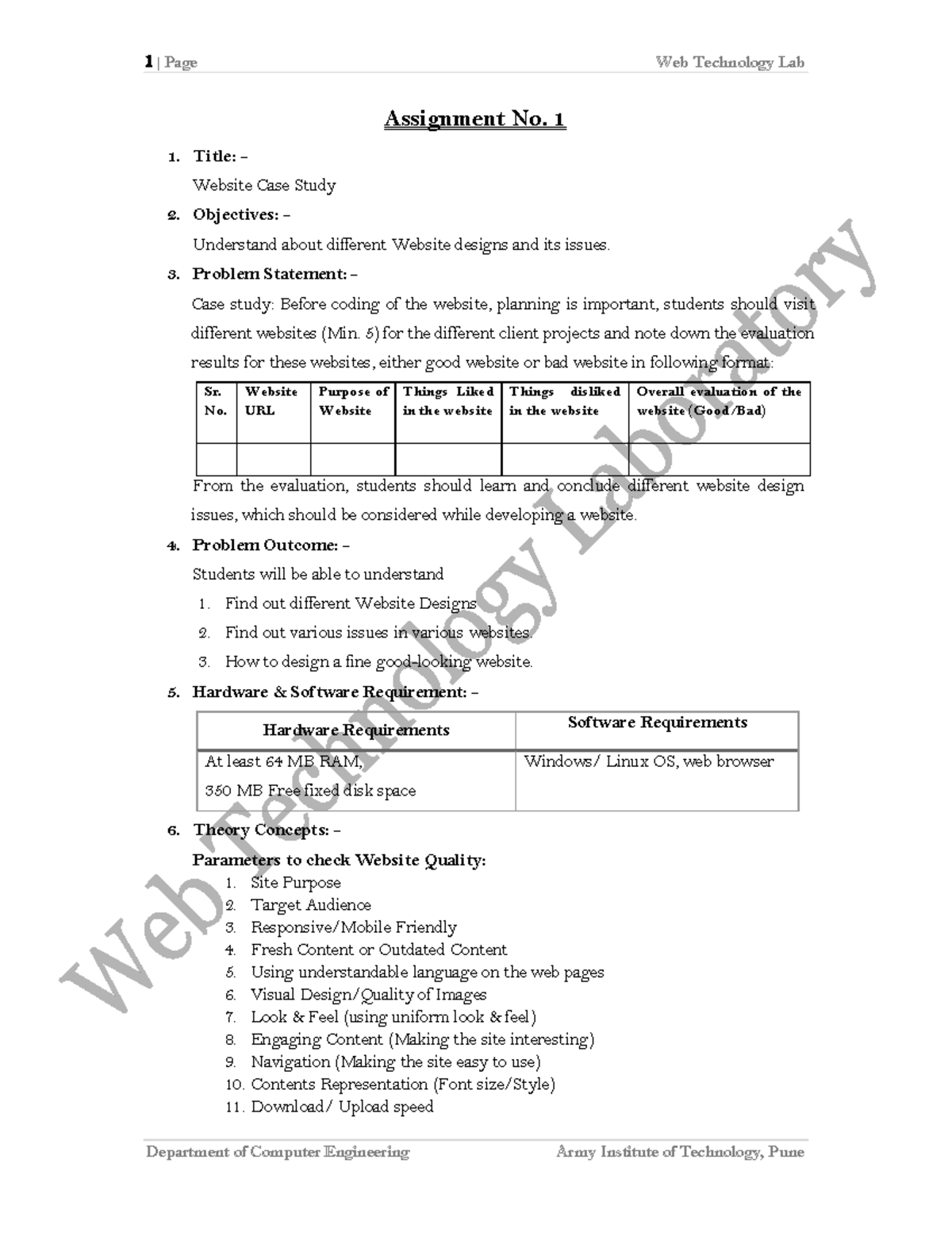 WT 1to7Assignements - Assignment No. 1 Title: - Website Case Study ...