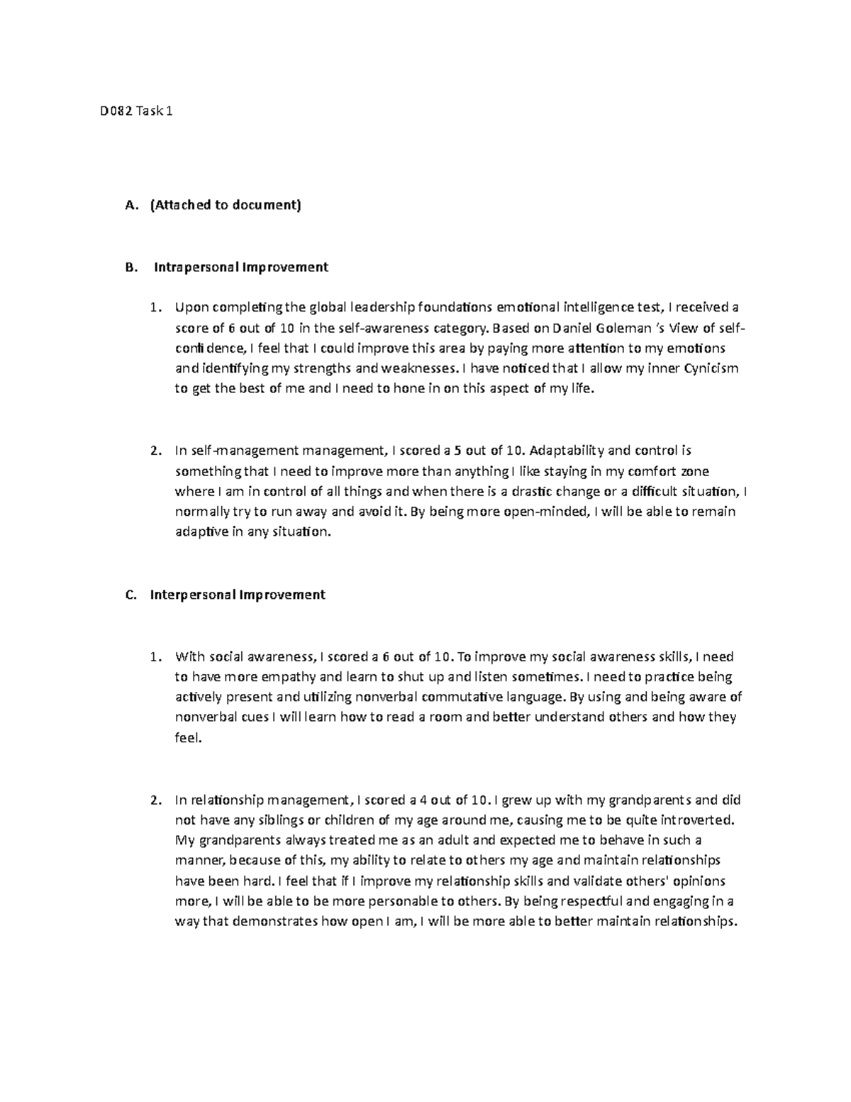 EI D082 Task 1 - EI D082 Task 1 - D082 Task 1 A. (Attached To Document ...