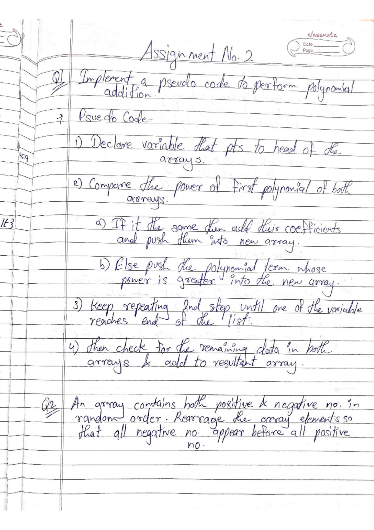 Assignment No 2 on UNIT-II (13 Aug 2024 at 00 01) - classmate Date ...