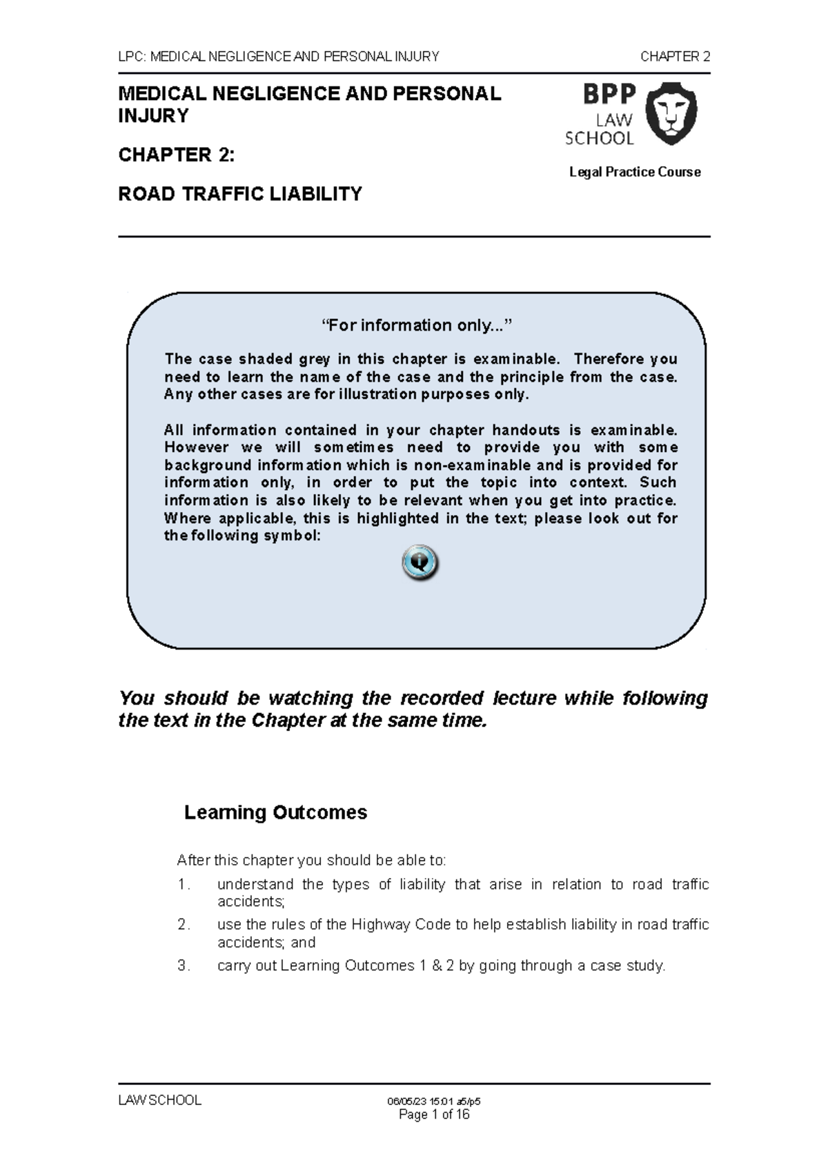 MNPI Chapter 2 2022 - LPC: MEDICAL NEGLIGENCE AND PERSONAL INJURY ...