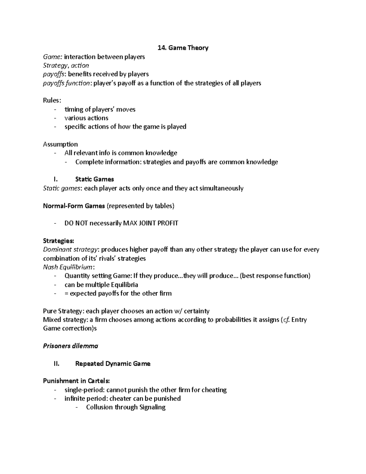 14. Game Theory - 14th Chapter - Book Notes - Game Theory Game ...
