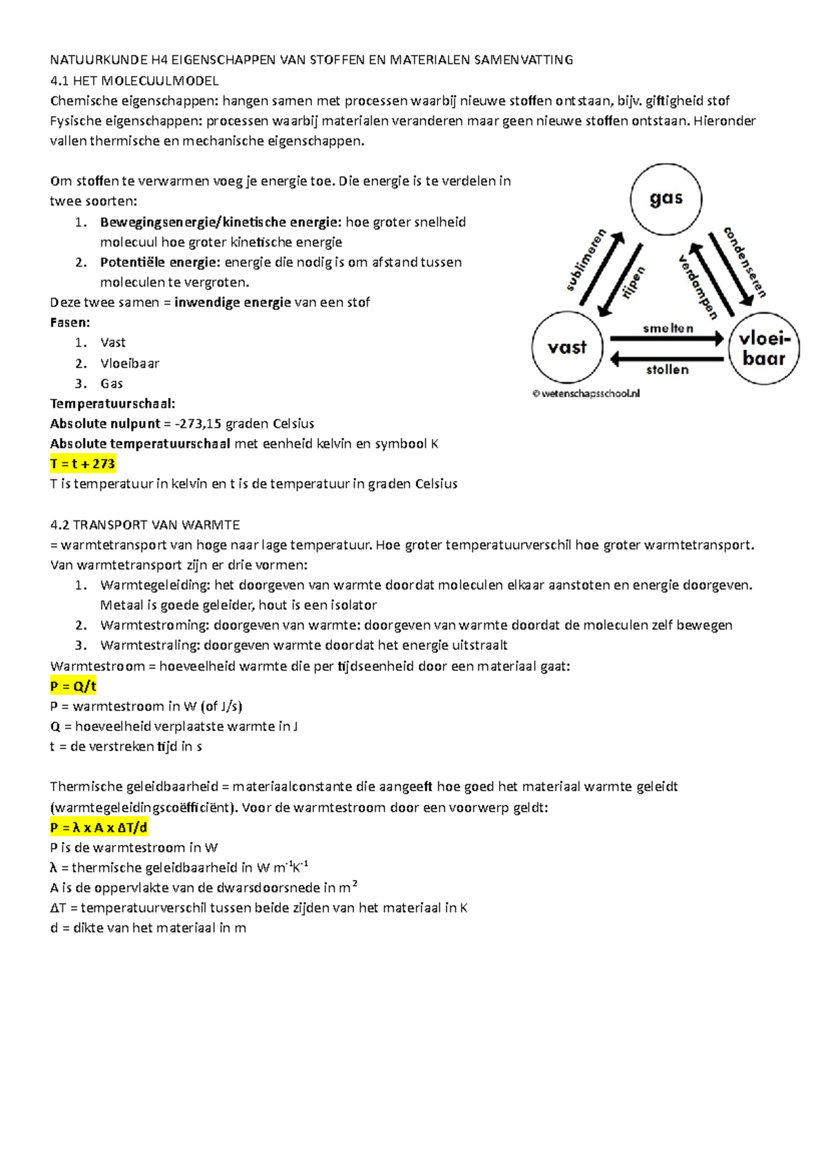 Natuurkunde H4 Eigenschappen VAN Stoffen EN Materialen Samenvatting ...