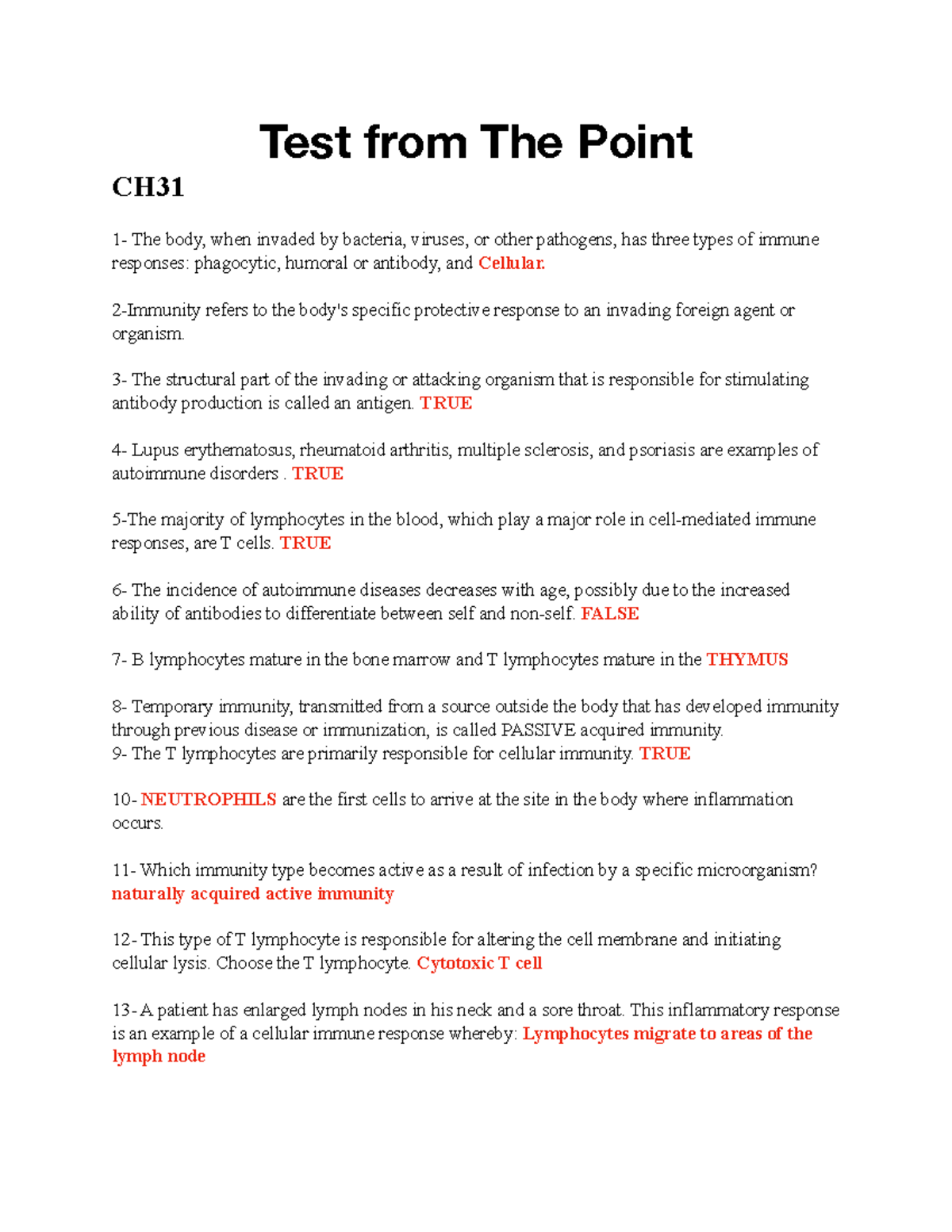 CH31MS - Chapter 31 Prepu - Test From The Point CH 1- The Body, When ...