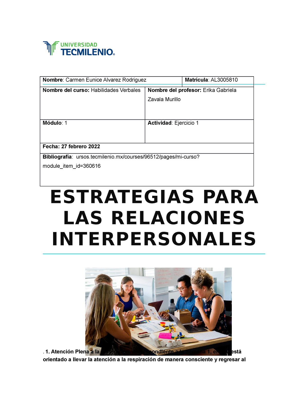 Relaciones Interpersonales Ejercicio 1 - Principios De Bienestar Y ...