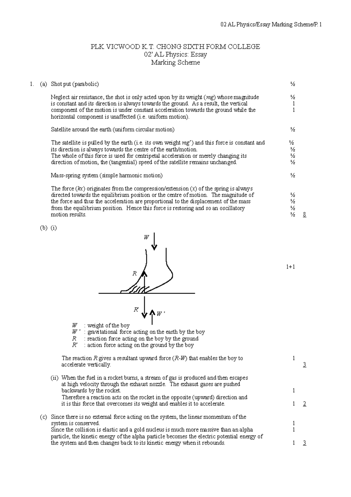 2022 al physics essay marking scheme