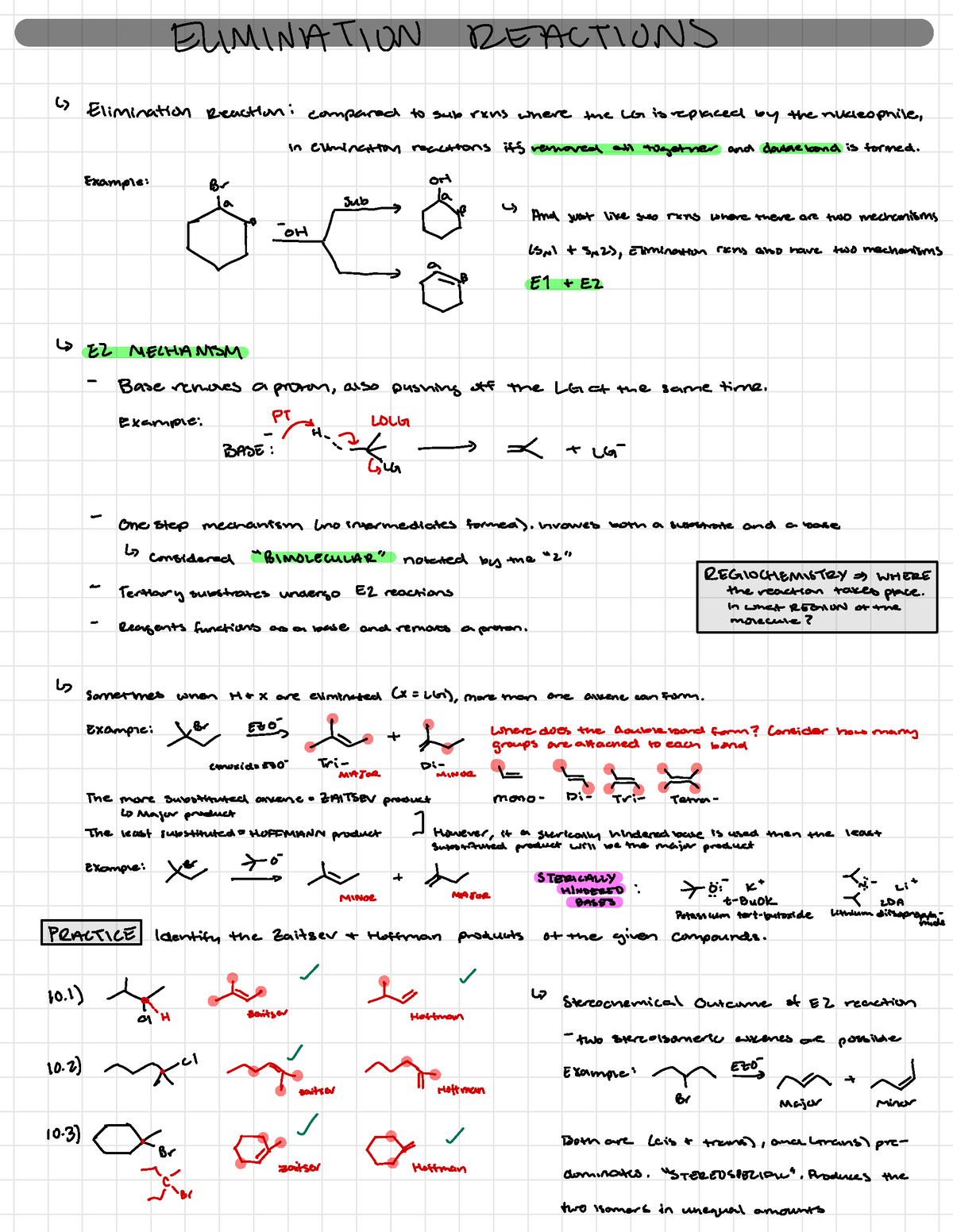 Elimination Reactions - Example : Br OH yp _ É [!P And just like sub ...