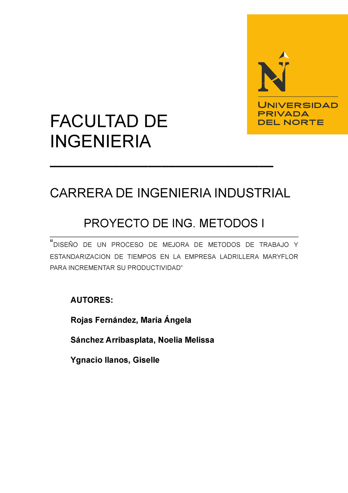 Metodoos Proyecto Informe Facultad De Ingenieria Carrera De 5980