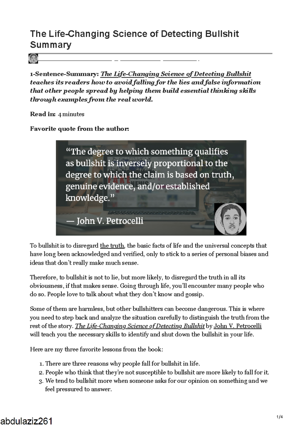 The life changing science of detecting bullshit summary The LifeChanging Science of Detecting