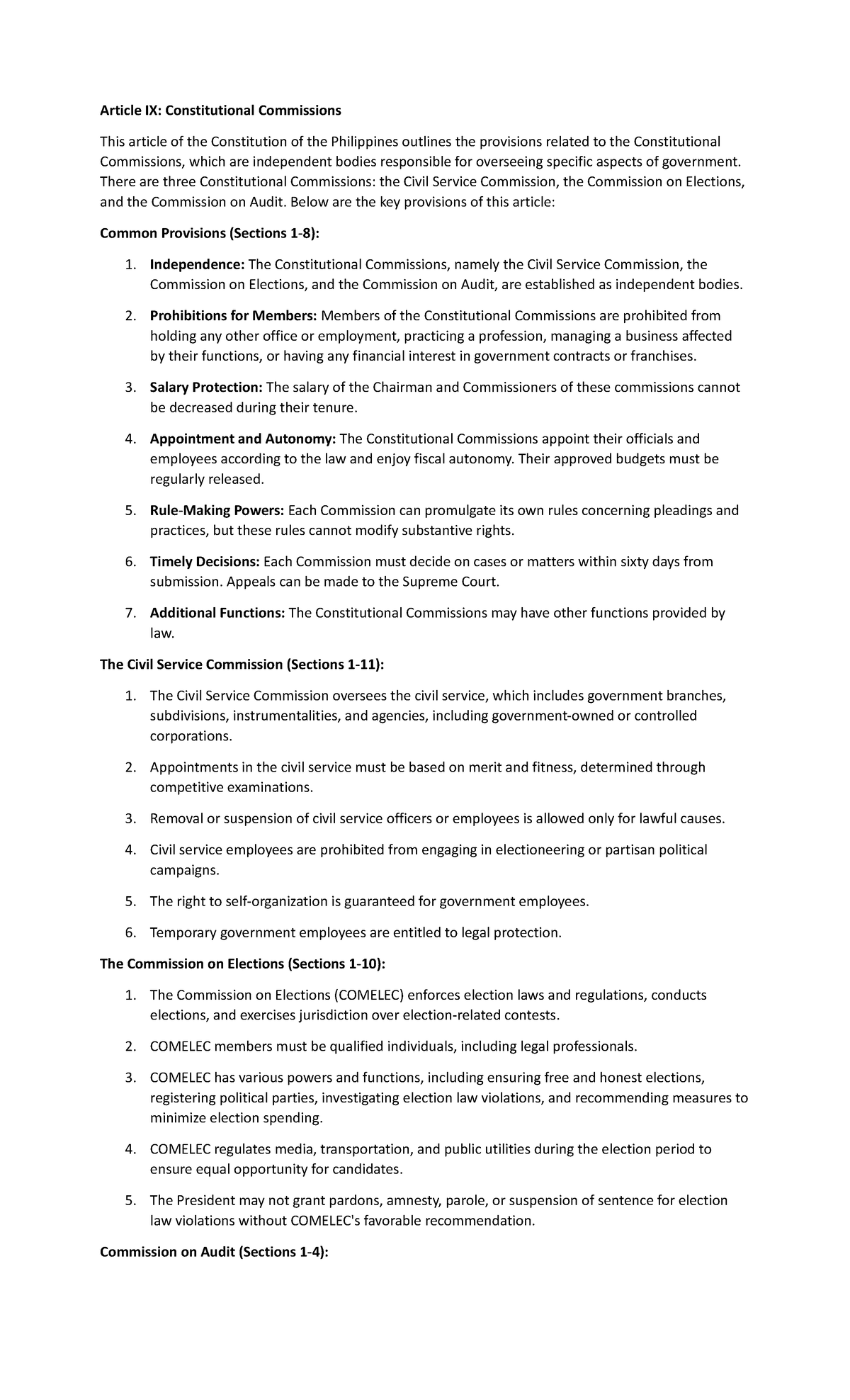 Article 8 - Nstp - Article IX: Constitutional Commissions This article ...