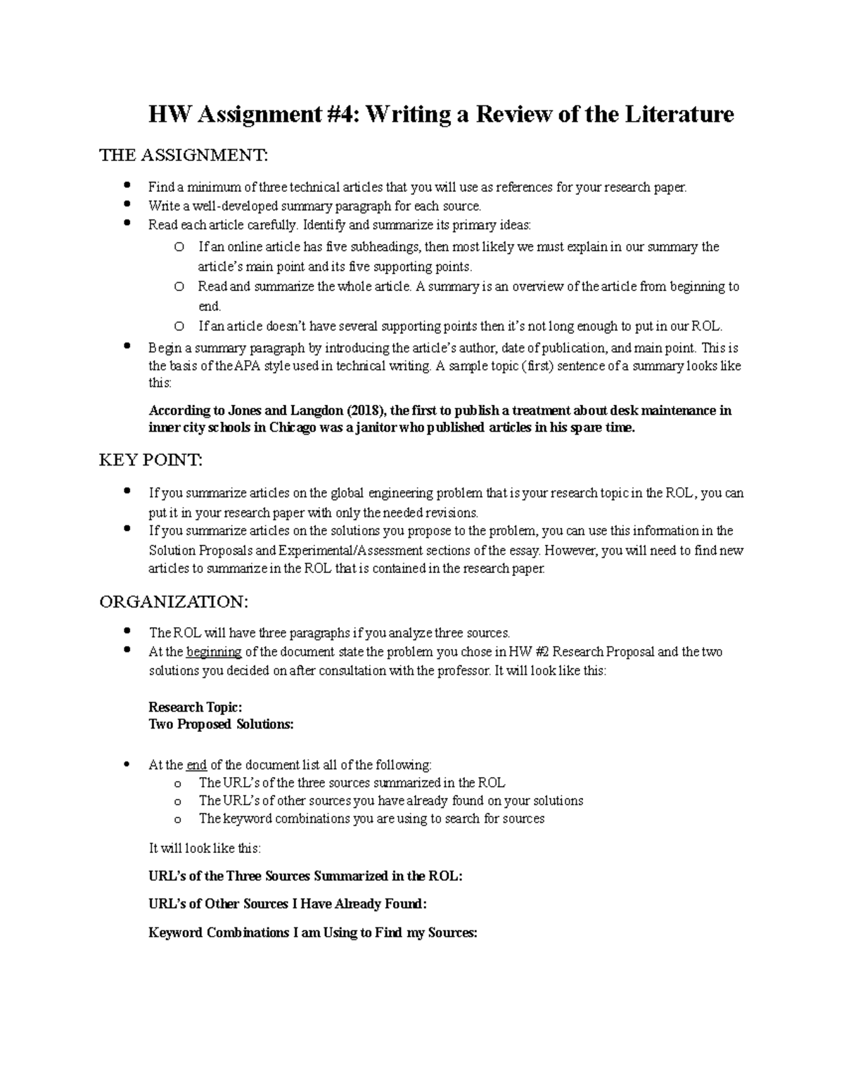 HW #4 ROL Directions - hw2 - HW Assignment #4: Writing a Review of the ...