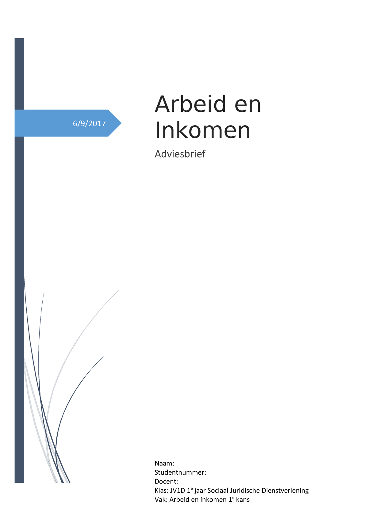 Adviesbrief Tentamen Arbeid En Inkomen A I Studeersnel