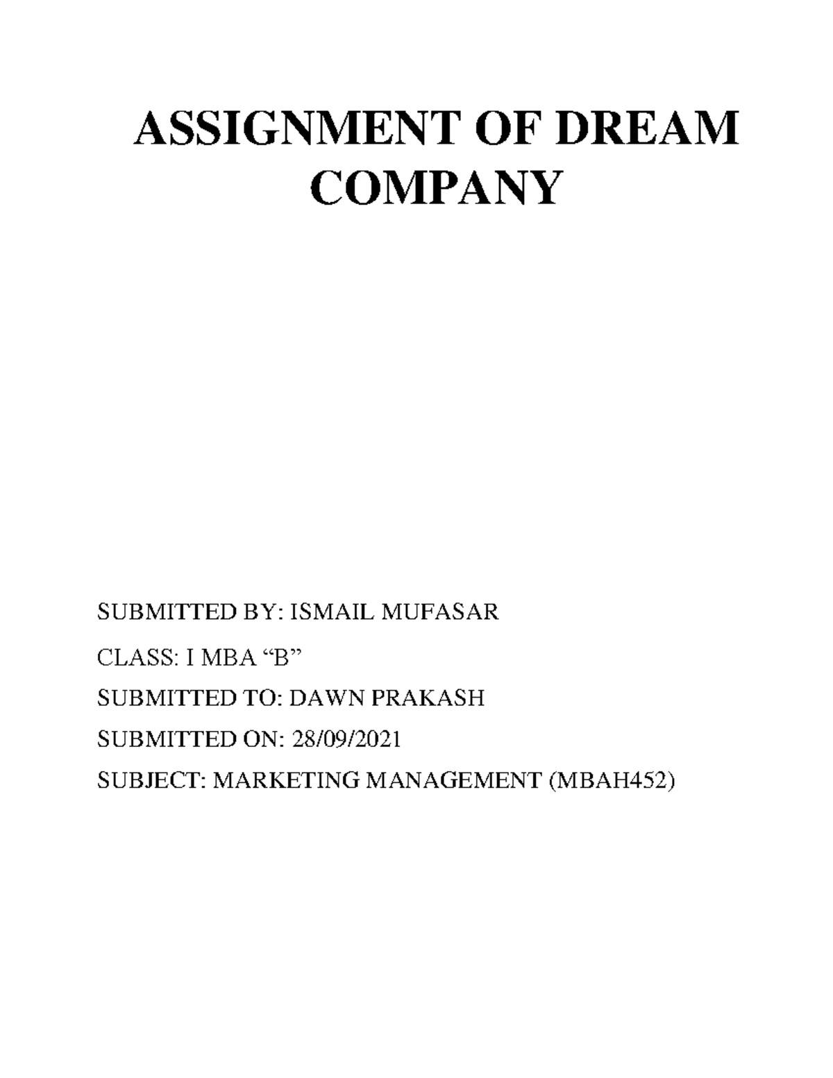 essay on dream company