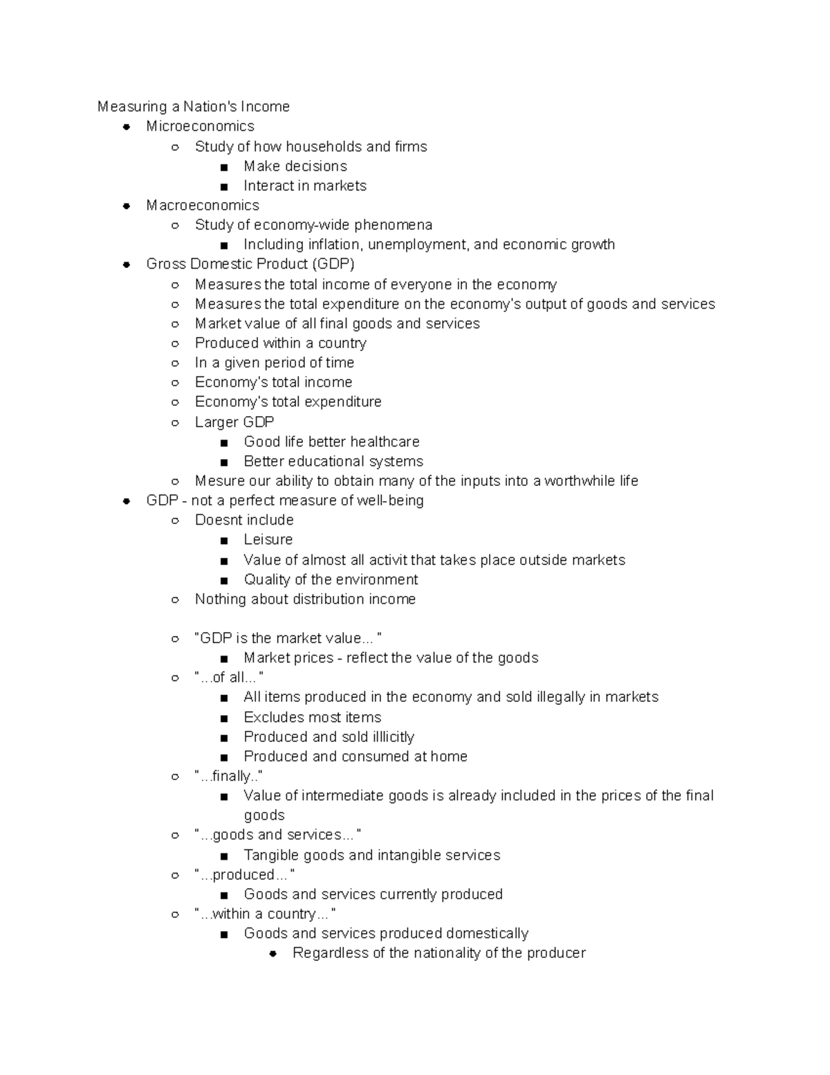 Chapter 10 - Measuring A Nation's Income: Vocabulary - Measuring A ...