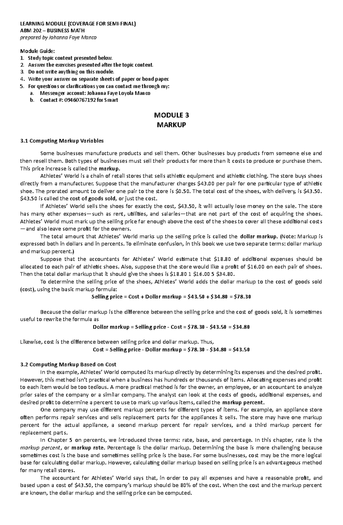 Module 3 Markup - none - LEARNING MODULE (COVERAGE FOR SEMI-FINAL) ABM ...