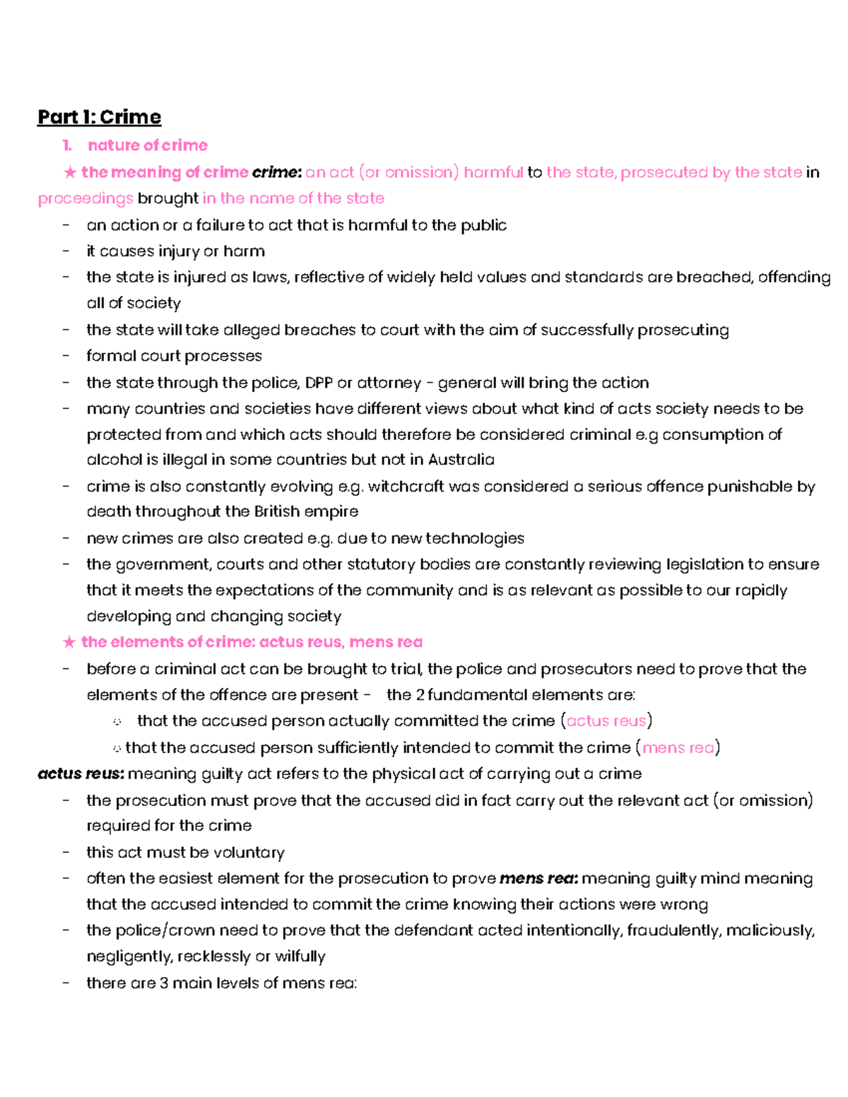 Legal studies part 1 crime - Part 1: Crime nature of crime ★ the ...