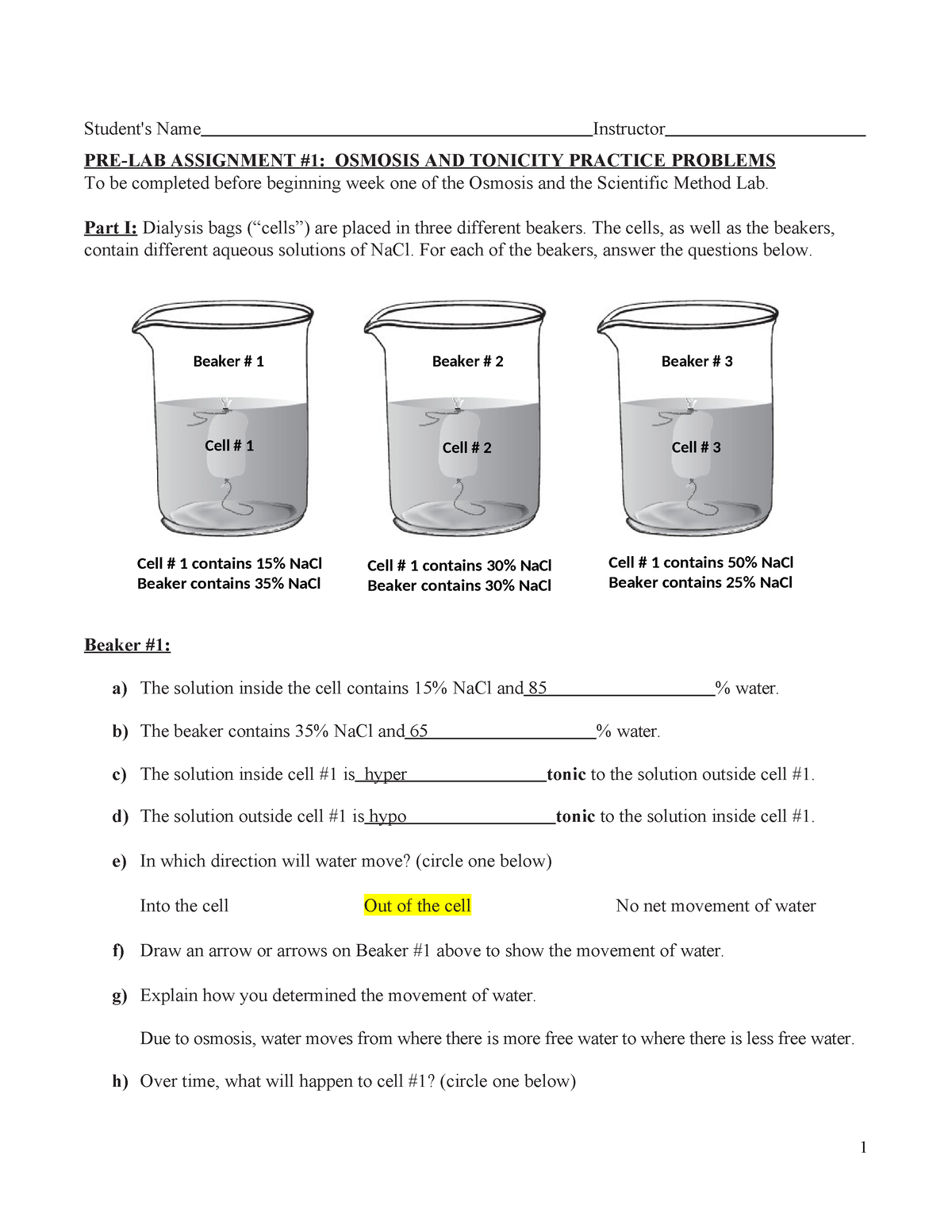 pre lab assignment #1 osmosis and tonicity practice problems