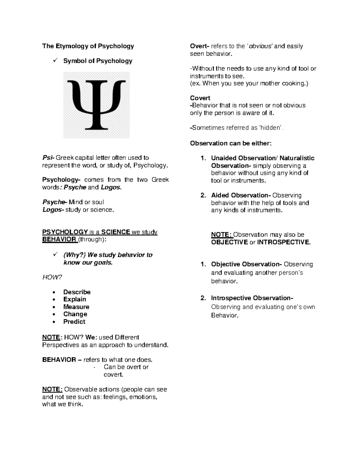 Psych-111 Reviewer - The Etymology of Psychology Symbol of Psychology ...
