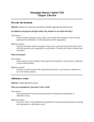 Chapter 1 Review - Practice test - Managing Human Capital C Chapter 1 ...