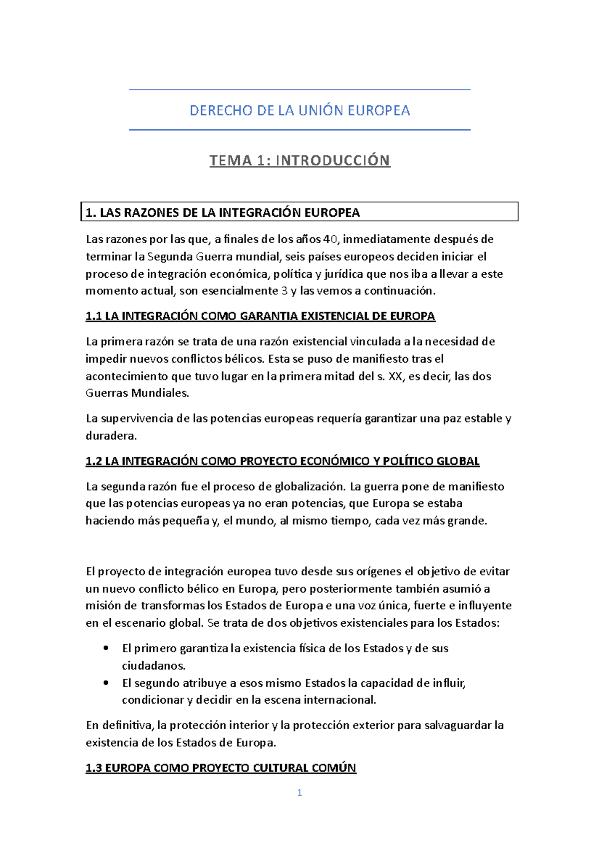 Tema 1. Introducción al Derecho de la UE - DERECHO DE LA UNIÓN EUROPEA ...
