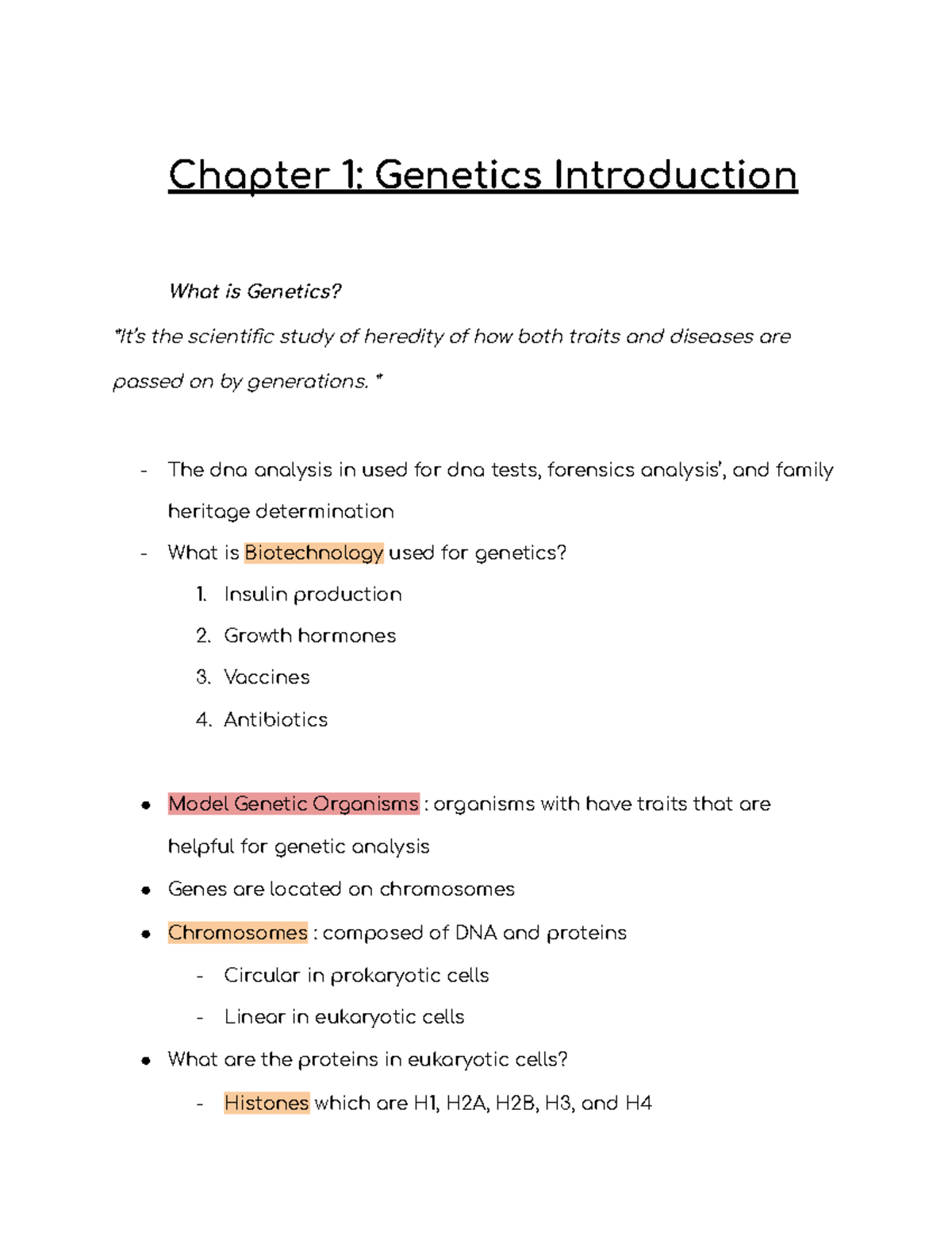 BIOL311 General Genetics Chapter 1 - Chapter 1: Genetics Introduction ...