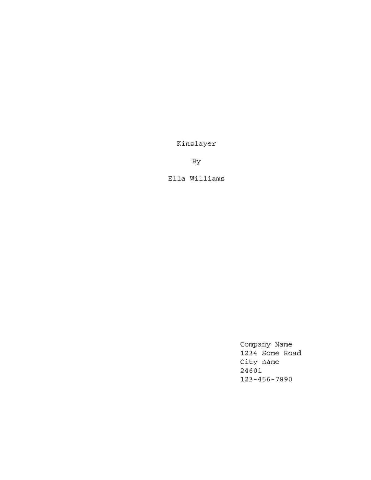 Practice Narrative Script Template - Kinslayer By Ella Williams Company ...