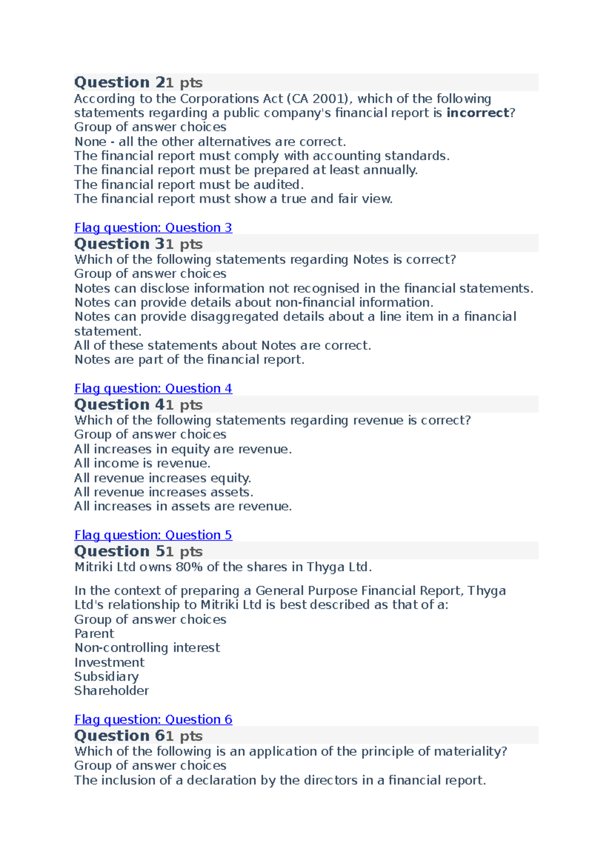 ARA Exam 2021 - MCQ for ARA Final 2021 - Question 21 pts According to ...