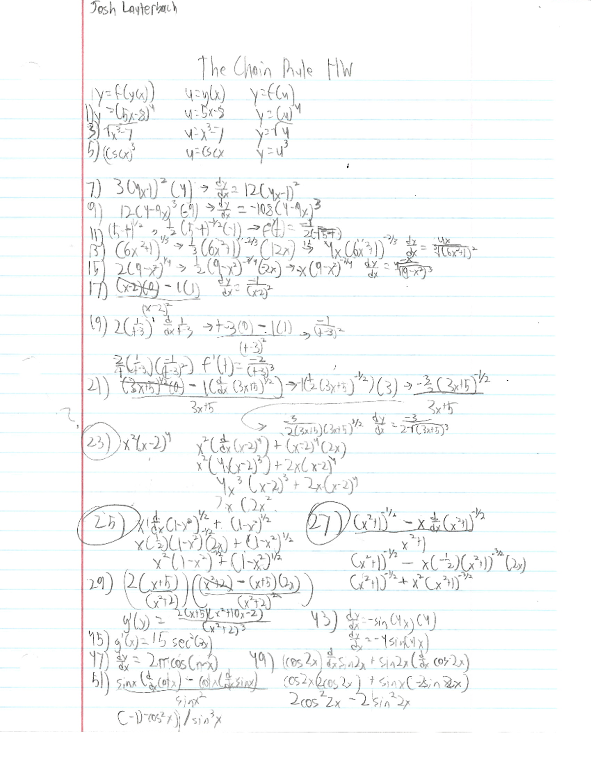 Chain Rule HW p1 - AP Calculus AB with Mrs. Johnson - Studocu