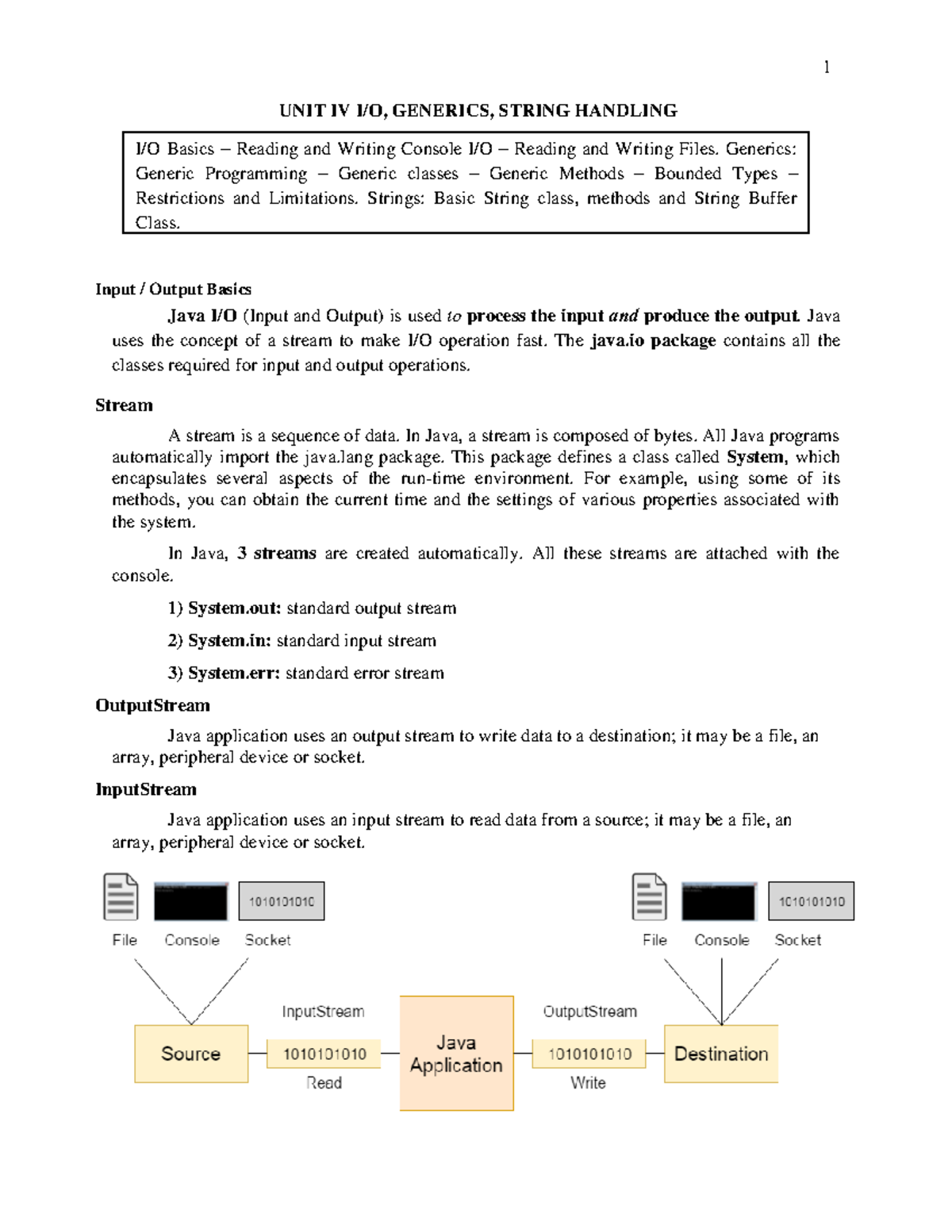 Unit4 I/O Basics Reading and Writing Console I/O Reading and