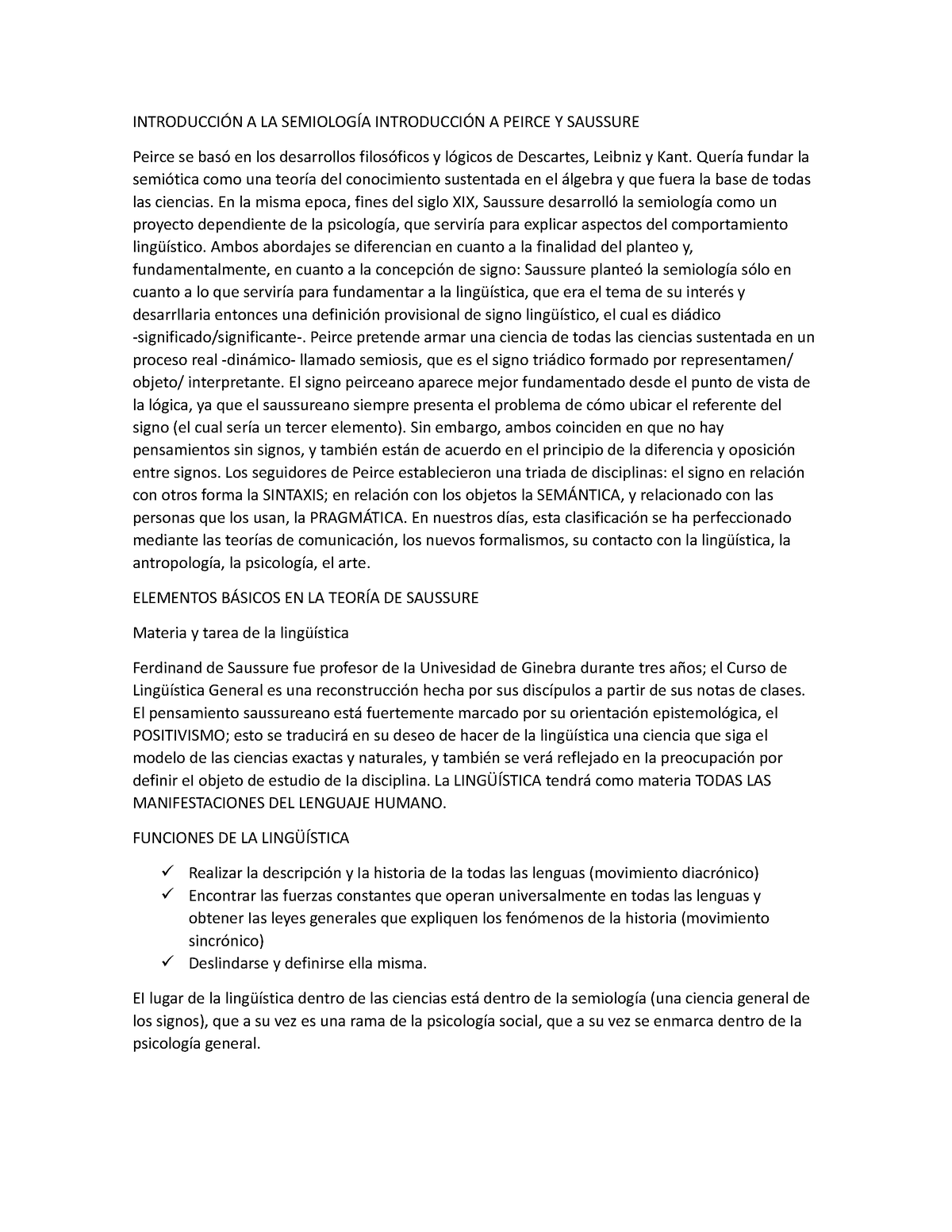 Introducción A La Semiología Introducción A Peirce Y Saussure