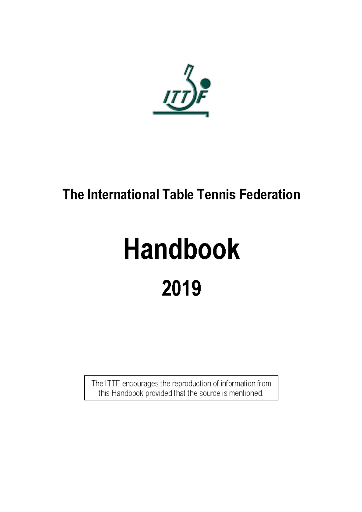 2019 Ittfhandbook v2 ITTF The International Table Tennis Federation