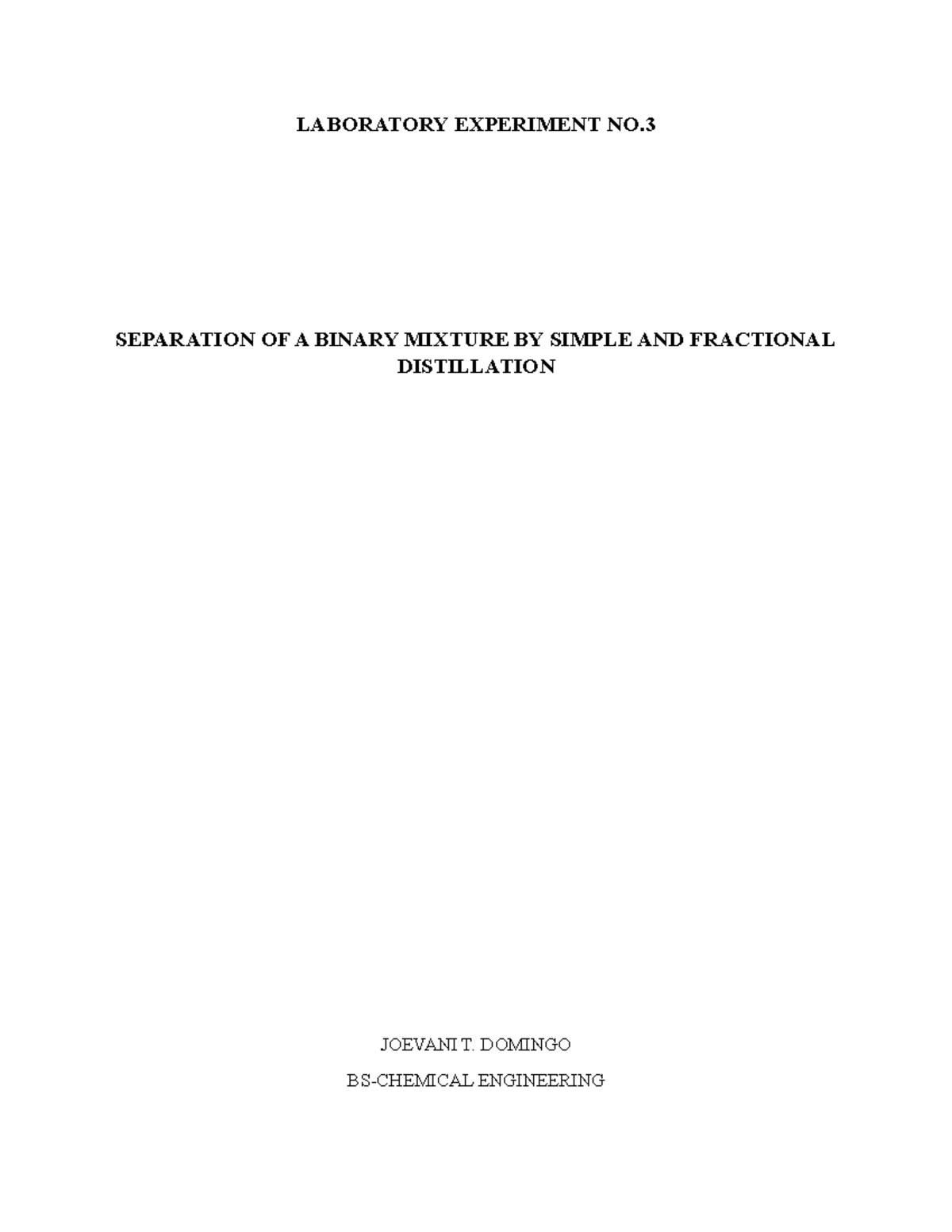 Laboratory Experiment(Org Chem) - LABORATORY EXPERIMENT NO. SEPARATION ...