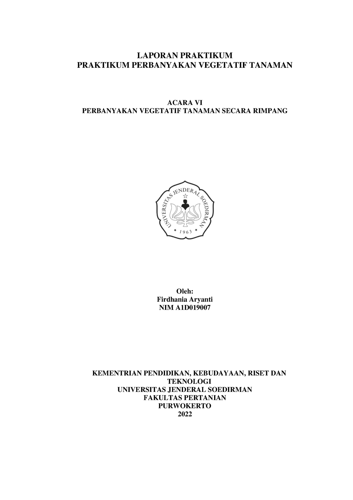 Laporan Rimpang 1 - LAPORAN PRAKTIKUM PRAKTIKUM PERBANYAKAN VEGETATIF ...