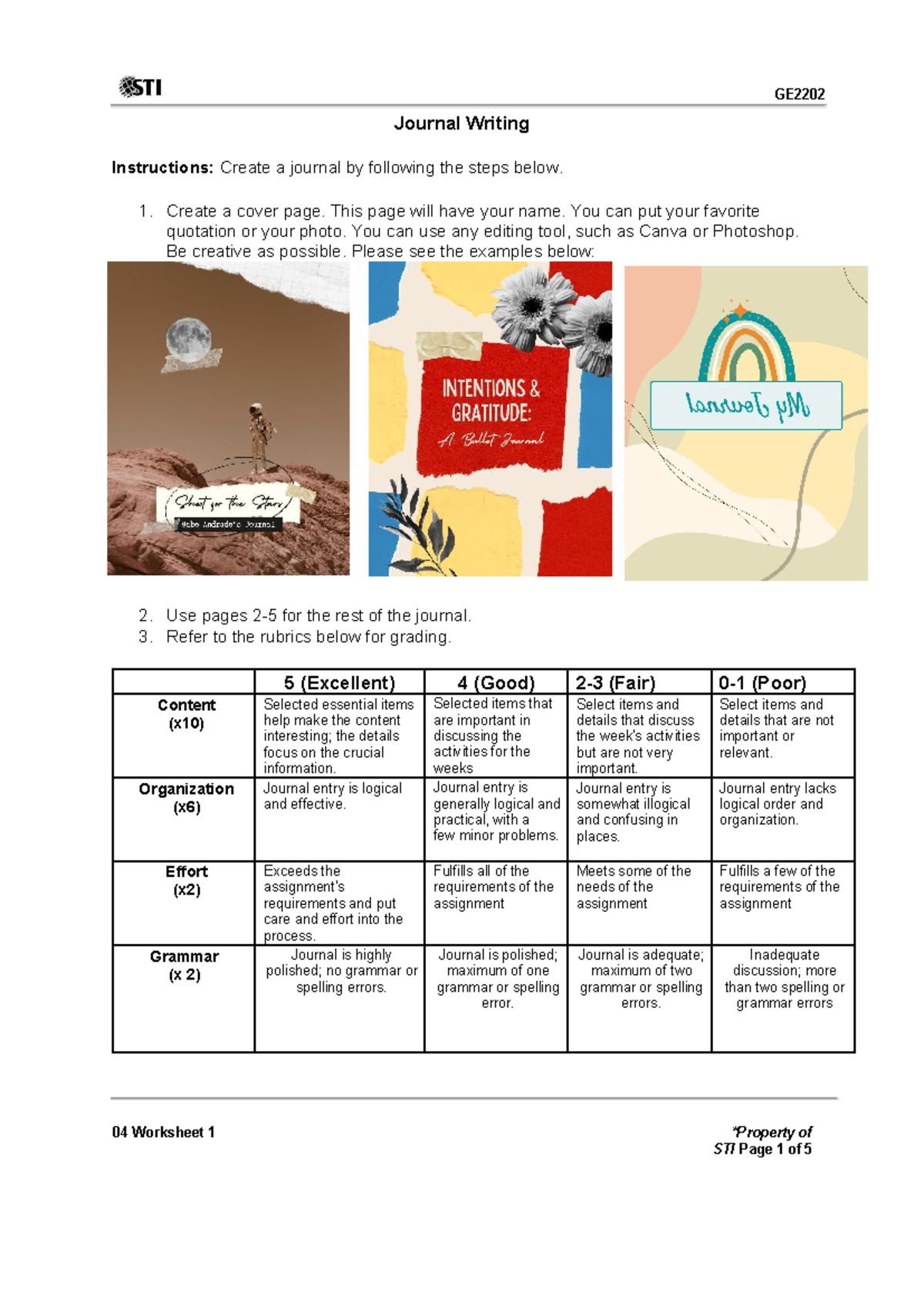 Euth - please dont copy all, ty - Journal Writing Instructions: Create ...