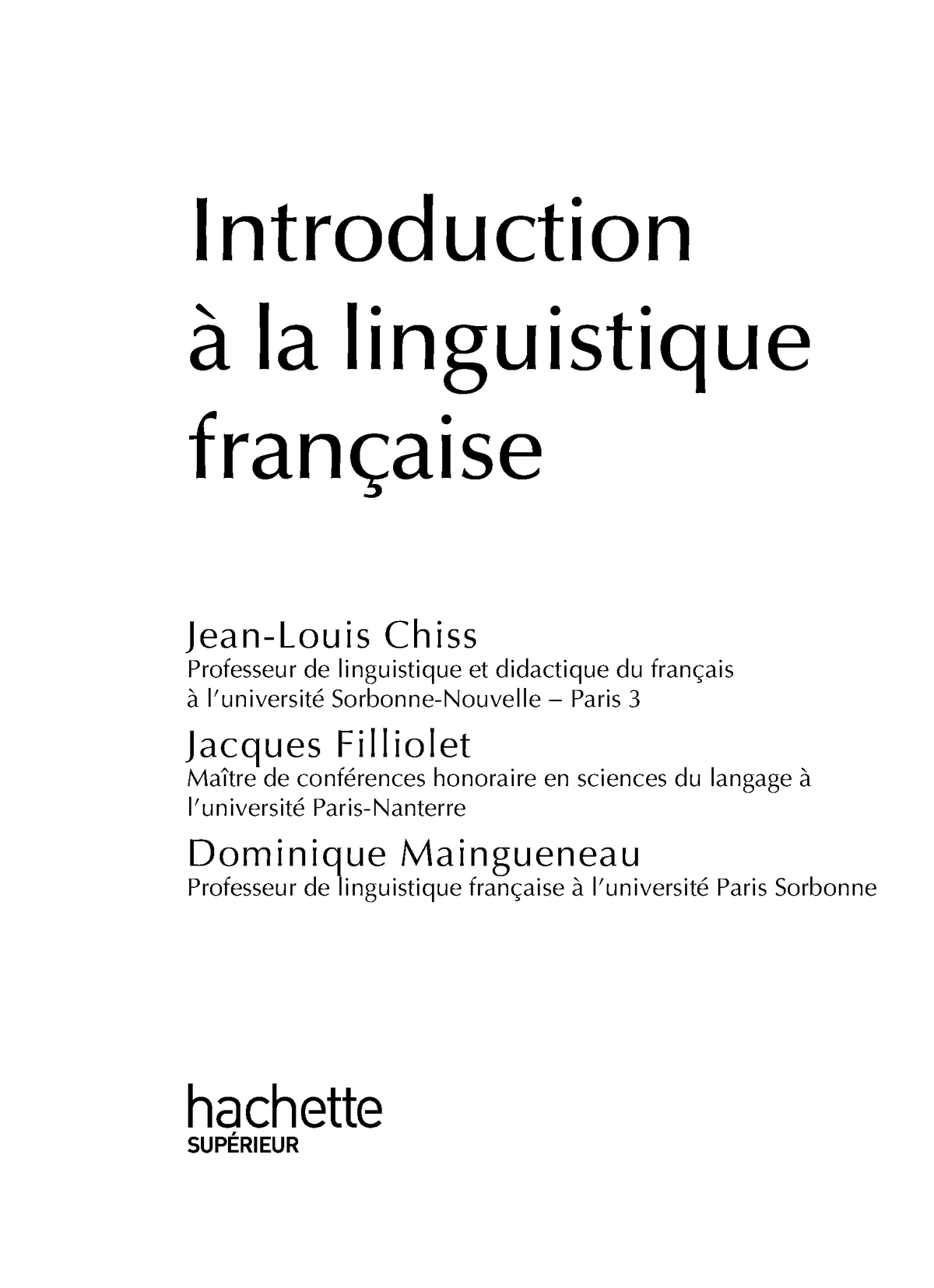 Introduction à La Linguistique Française - Introduction à La ...