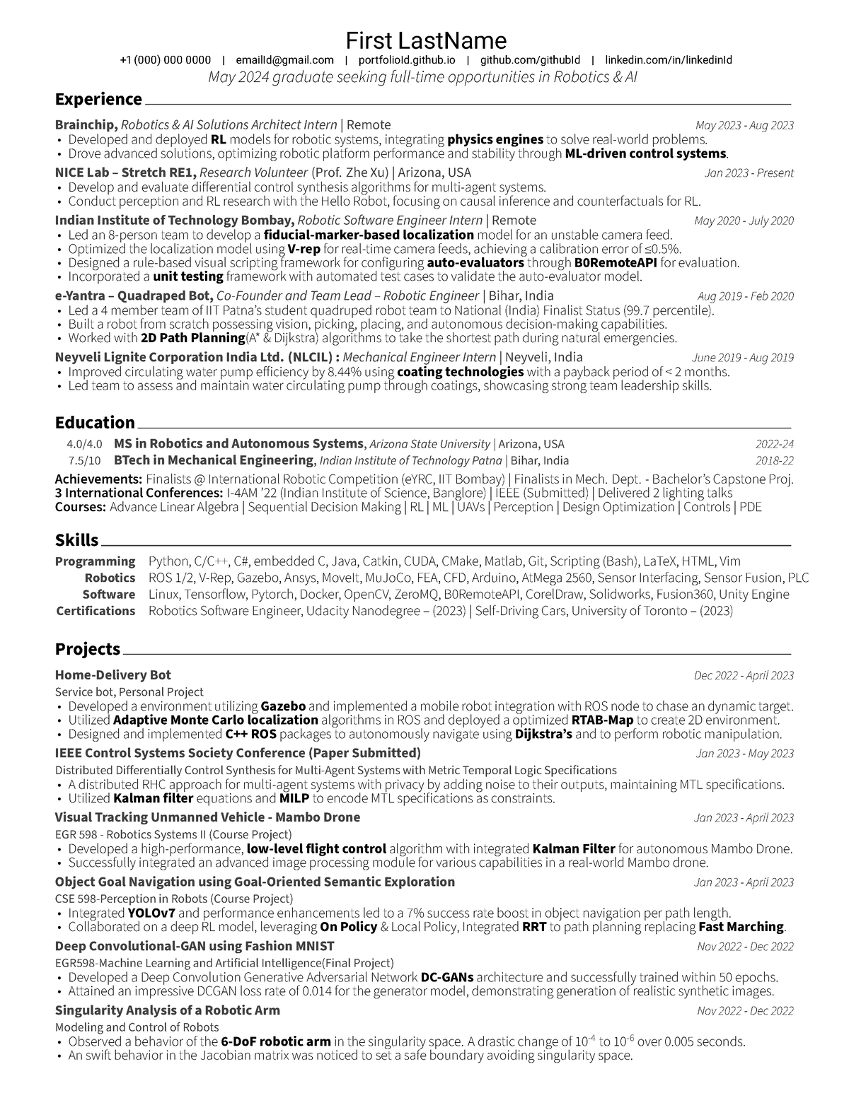 Generic Resume Template - First LastName +1 (000) 000 0000 | emailId ...