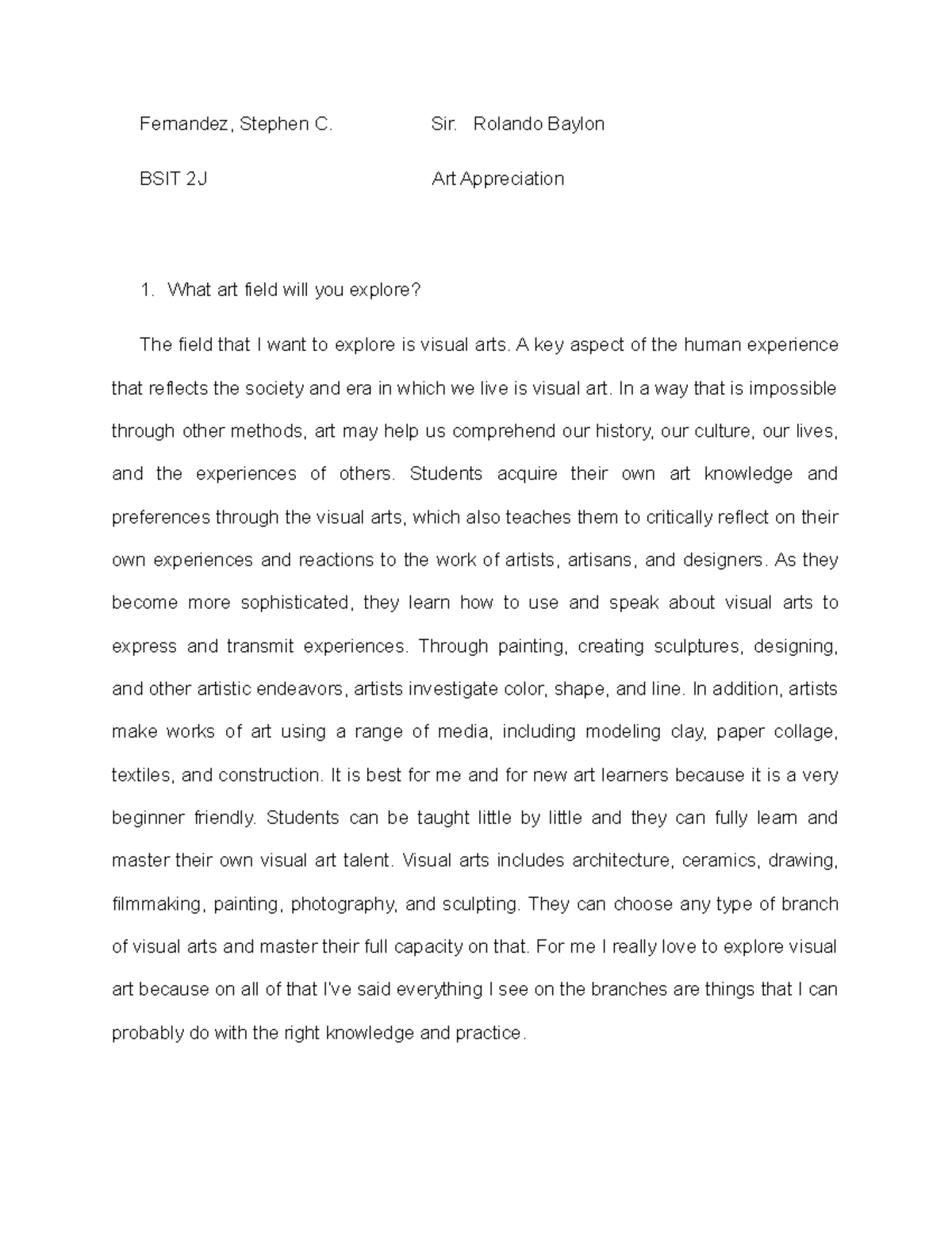 Fernandez Whatartfieldwillyouexplore Fernandez, Stephen C. Sir