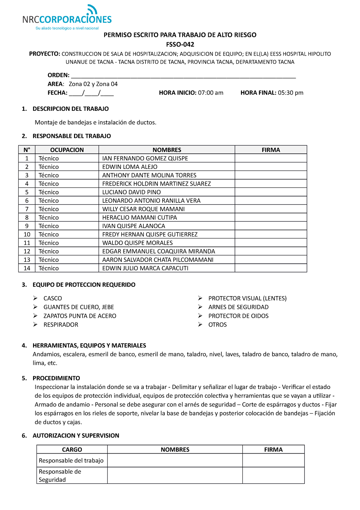 Permiso Escrito Para Trabajo De Alto Riesgo 06 Permiso Escrito Para Trabajo De Alto Riesgo 3175