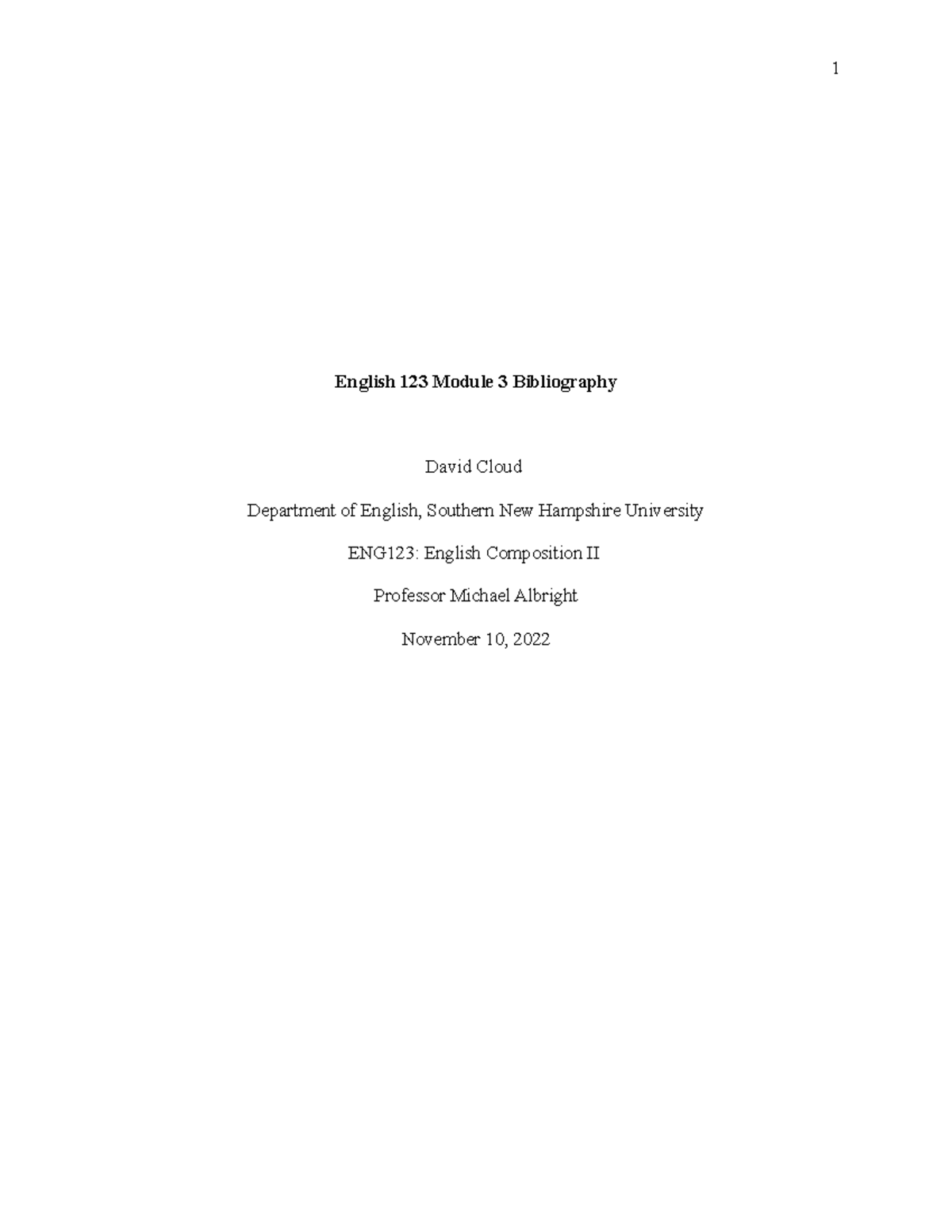 Module 3 Annotating Sources - English 123 Module 3 Bibliography David ...