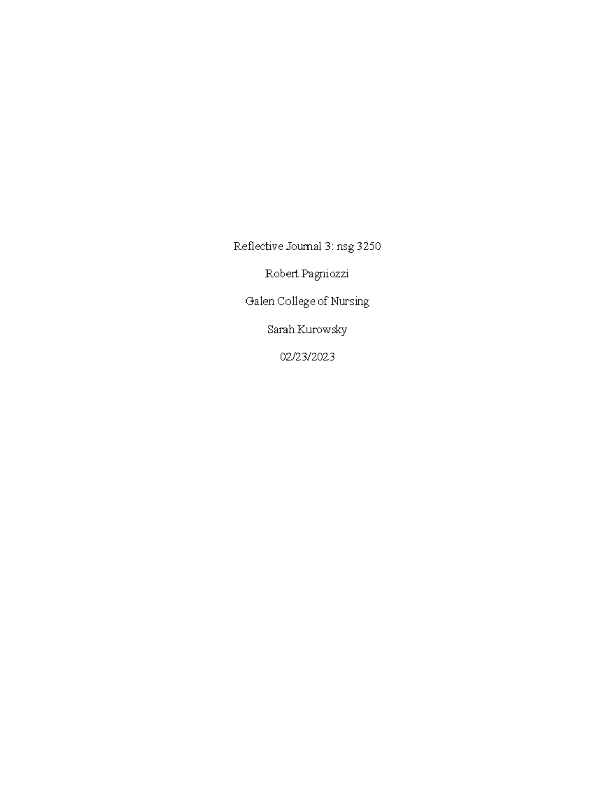 Reflective Journal 3 nsg 3250 - Reflective Journal 3: nsg 3250 Robert ...