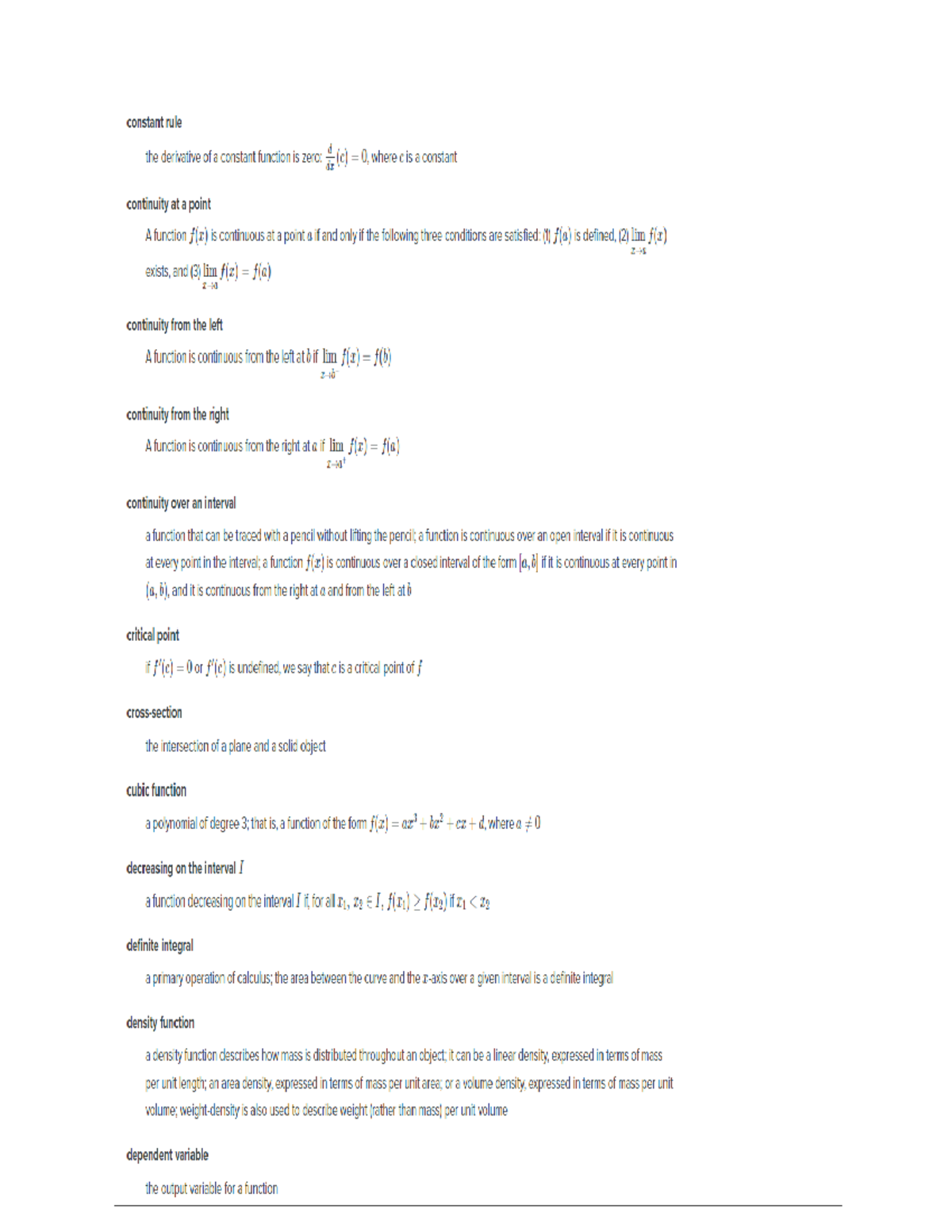 Calc5 Terms to know for Calculus 1 MA113 Studocu