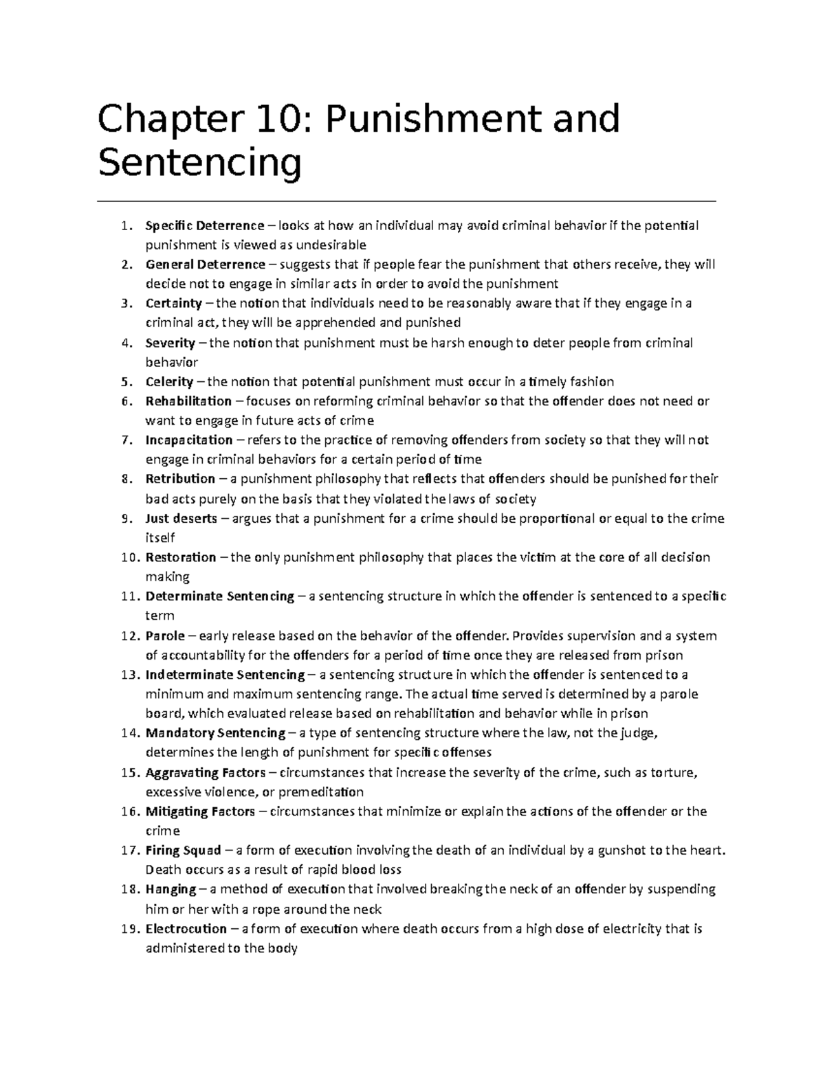 010 Punishment and Sentencing Flashcards Chapter 10 Punishment and