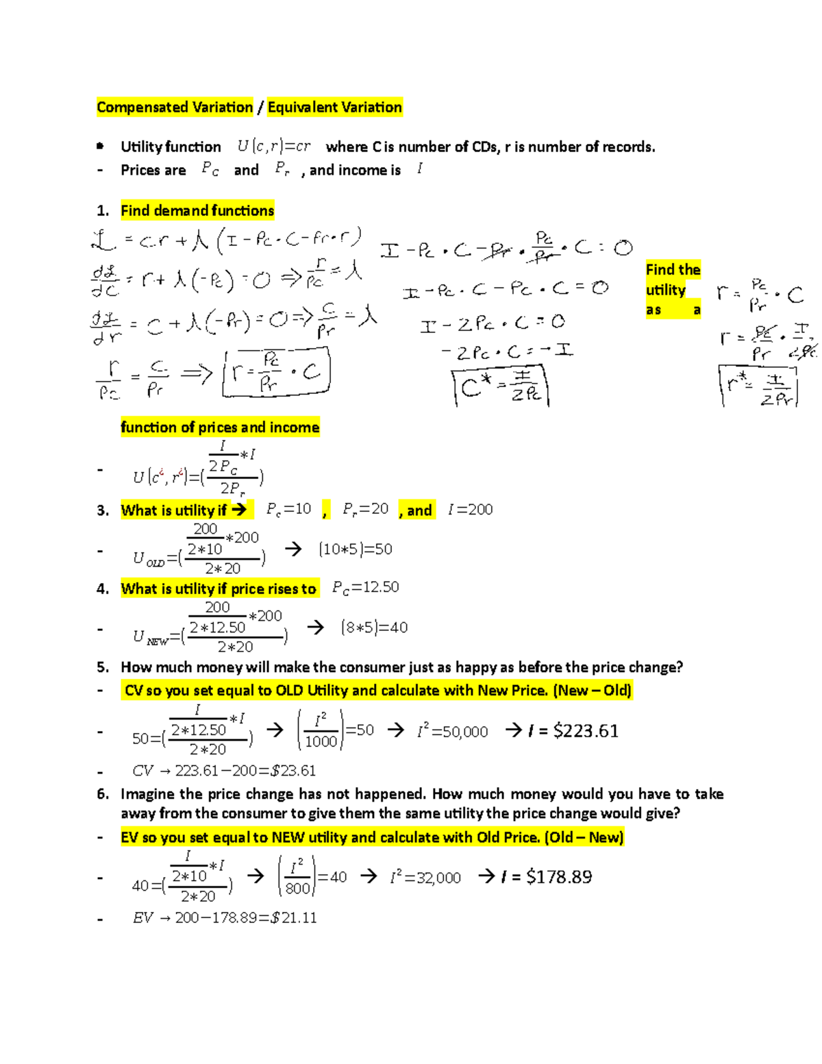 Microeconomic Behavior and Institutions: 21/22 - Compensated Variation ...