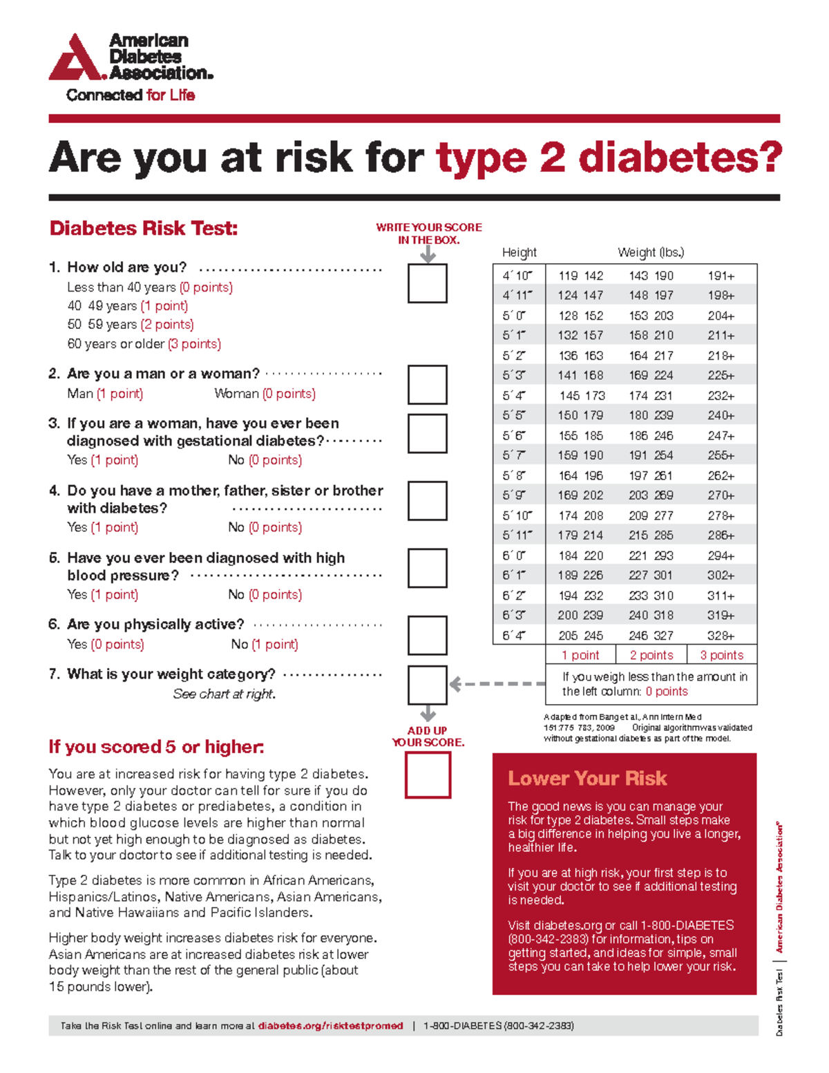 ADA Are you at risk of Type 2 Diabetes - Diabetes Risk Test | American ...